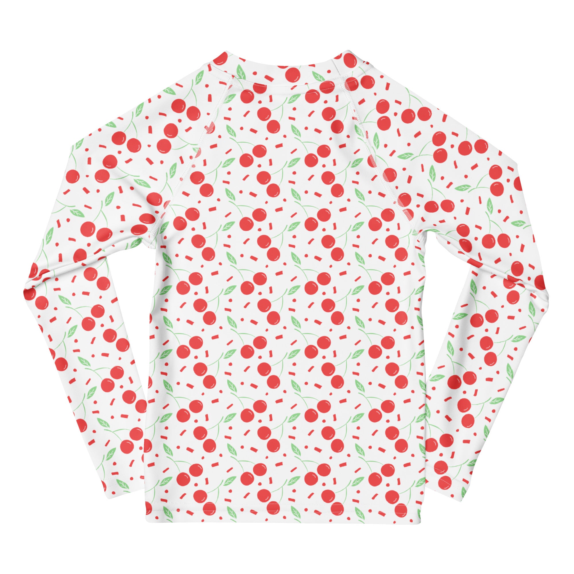 Girls Cherry Confetti Long Sleeve Rash Guard Swim Shirt – Buttery Soft, Sun Safe UPF 50+ Protection, Quick Dry & 4-Way Stretch Comfort