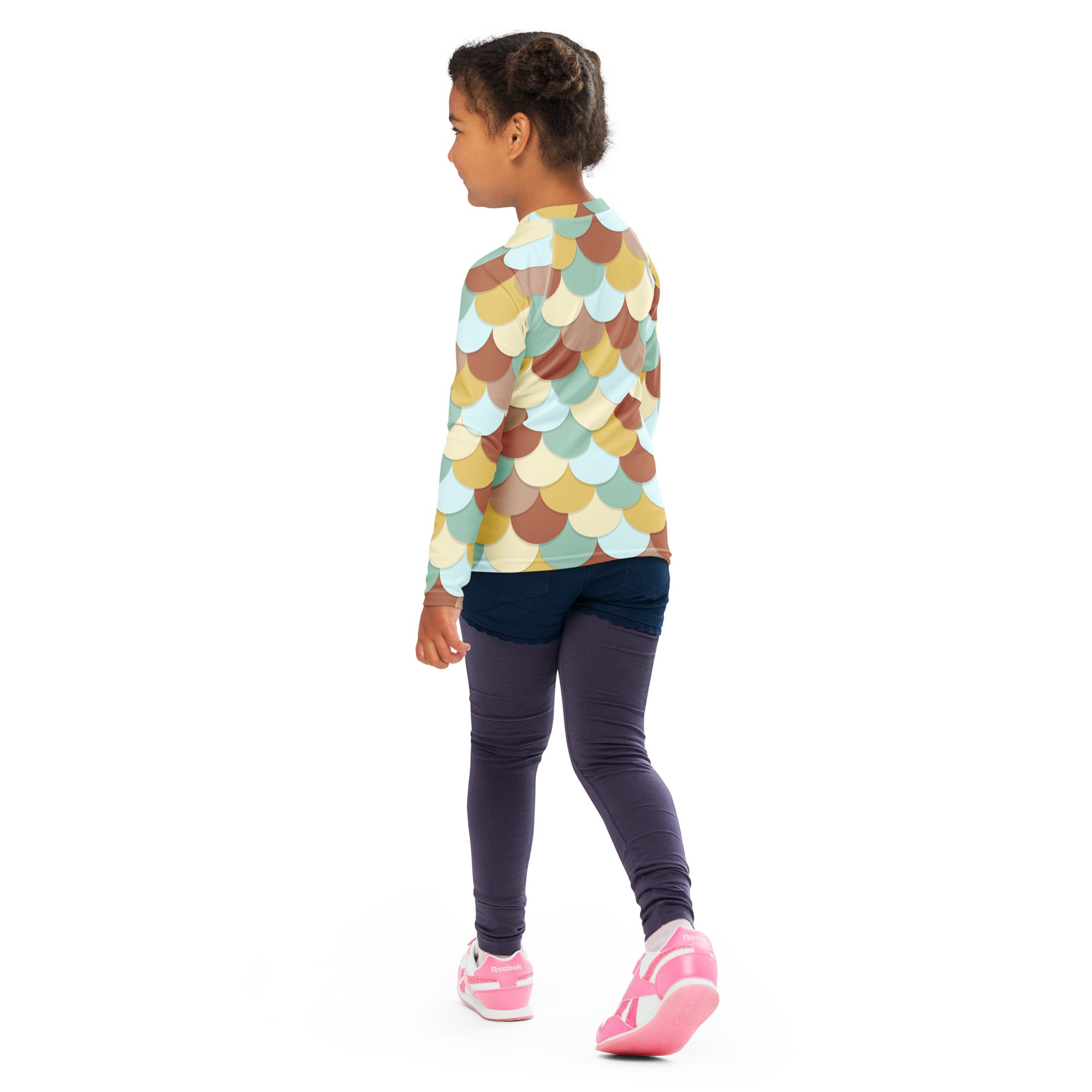 Girls Teal Mermaid Long Sleeve Rash Guard Swim Shirt – Buttery Soft, Sun Safe UPF 50+ Protection, Quick Dry & 4-Way Stretch Comfort