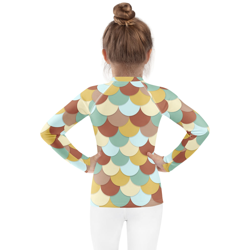 Girls Teal Mermaid Long Sleeve Rash Guard Swim Shirt – Buttery Soft, Sun Safe UPF 50+ Protection, Quick Dry & 4-Way Stretch Comfort