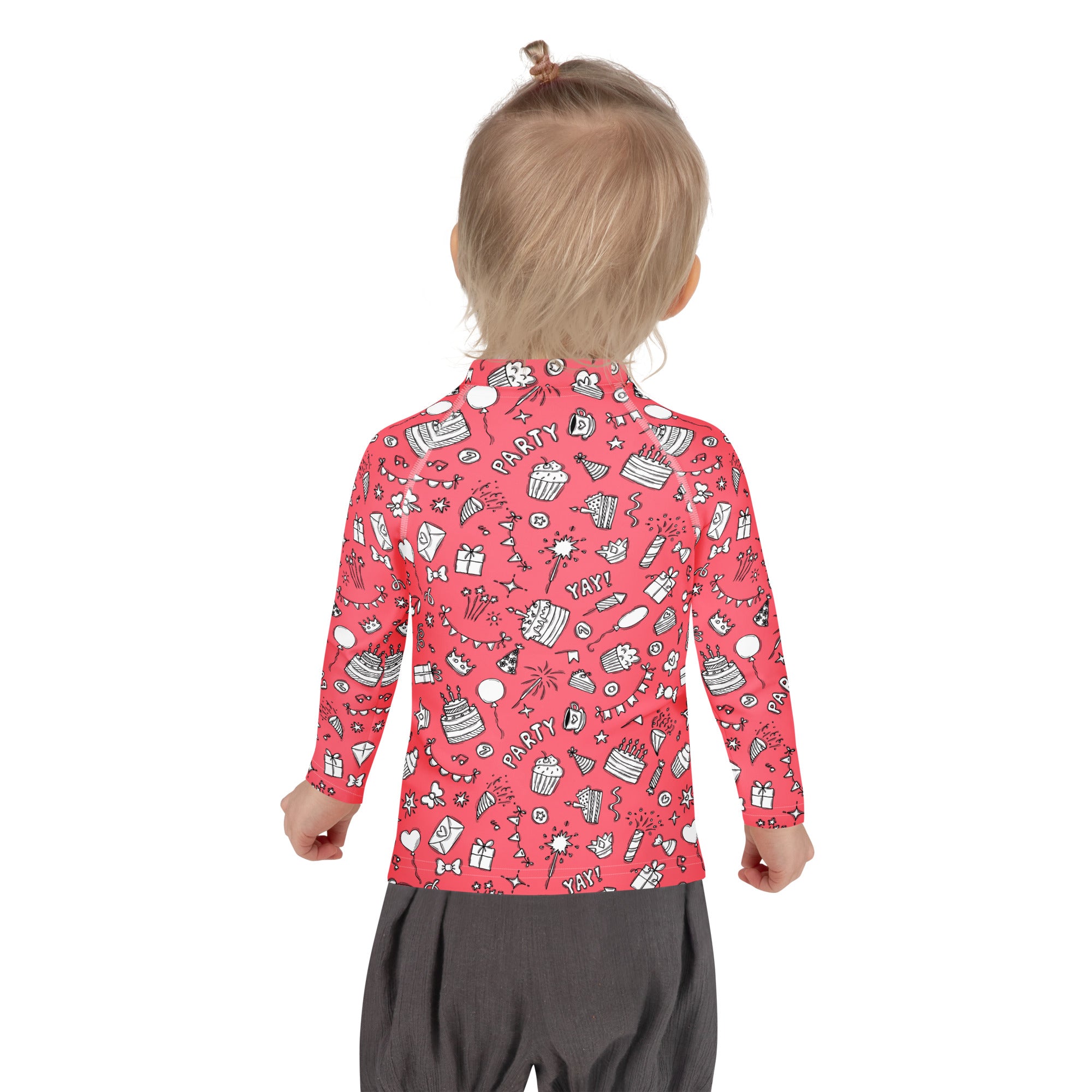 Girls Pink Birthday Party Long Sleeve Rash Guard Swim Shirt – Buttery Soft, Sun Safe UPF 50+ Protection, Quick Dry & 4-Way Stretch Comfort