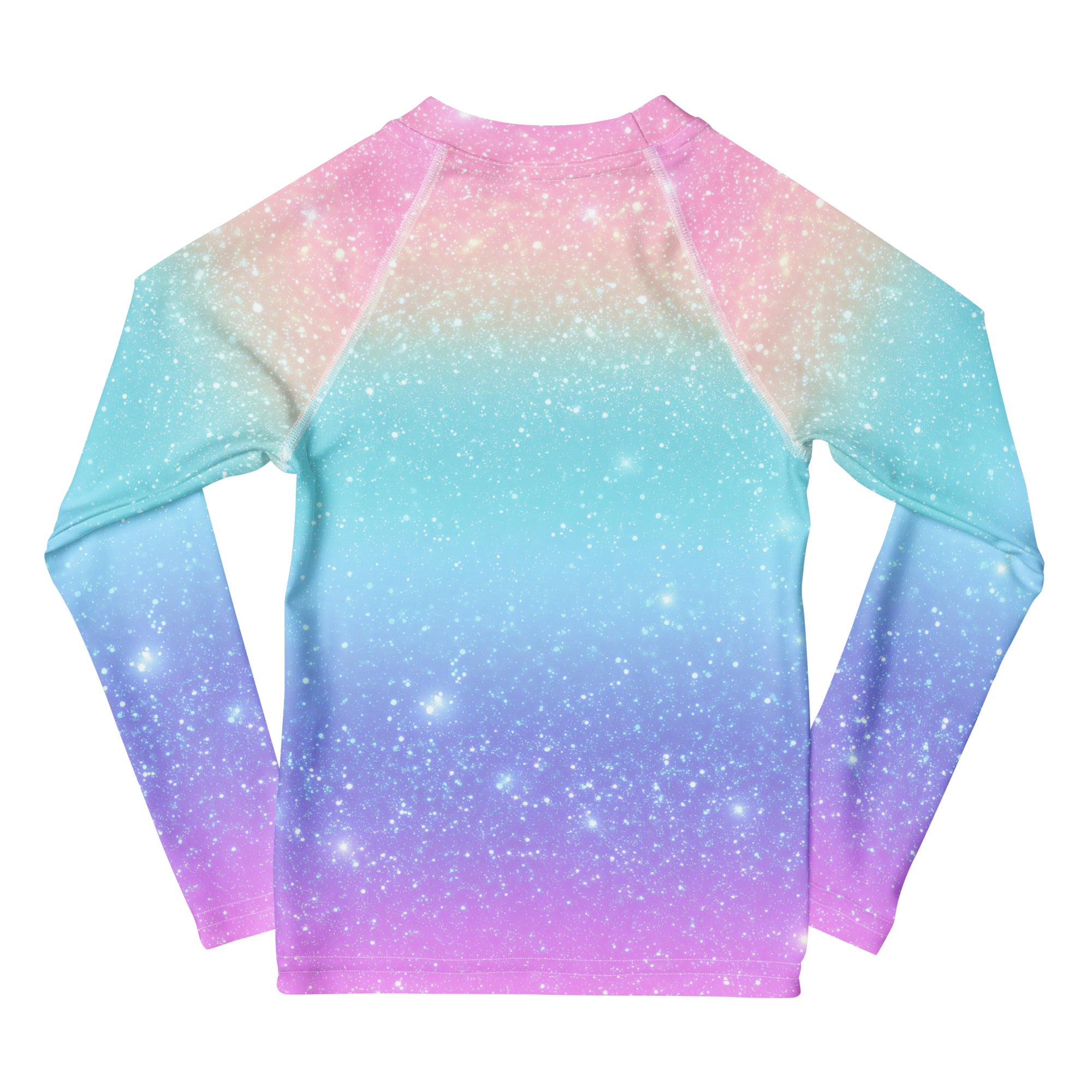 Girls Faux Sparkle Effect Long Sleeve Rash Guard Swim Shirt – Buttery Soft, Sun Safe UPF 50+ Protection, Quick Dry & 4-Way Stretch Comfort