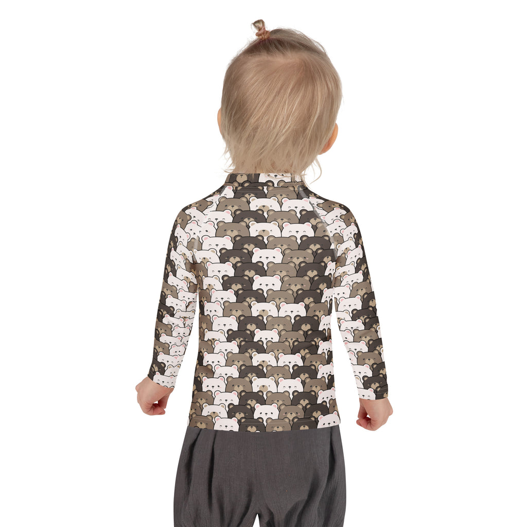 Kids Bear Face Long Sleeve Rash Guard Swim Shirt – Buttery Soft, Sun Safe UPF 50+ Protection, Quick Dry & 4-Way Stretch Comfort