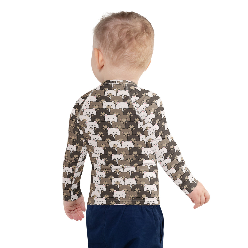 Kids Bear Face Long Sleeve Rash Guard Swim Shirt – Buttery Soft, Sun Safe UPF 50+ Protection, Quick Dry & 4-Way Stretch Comfort