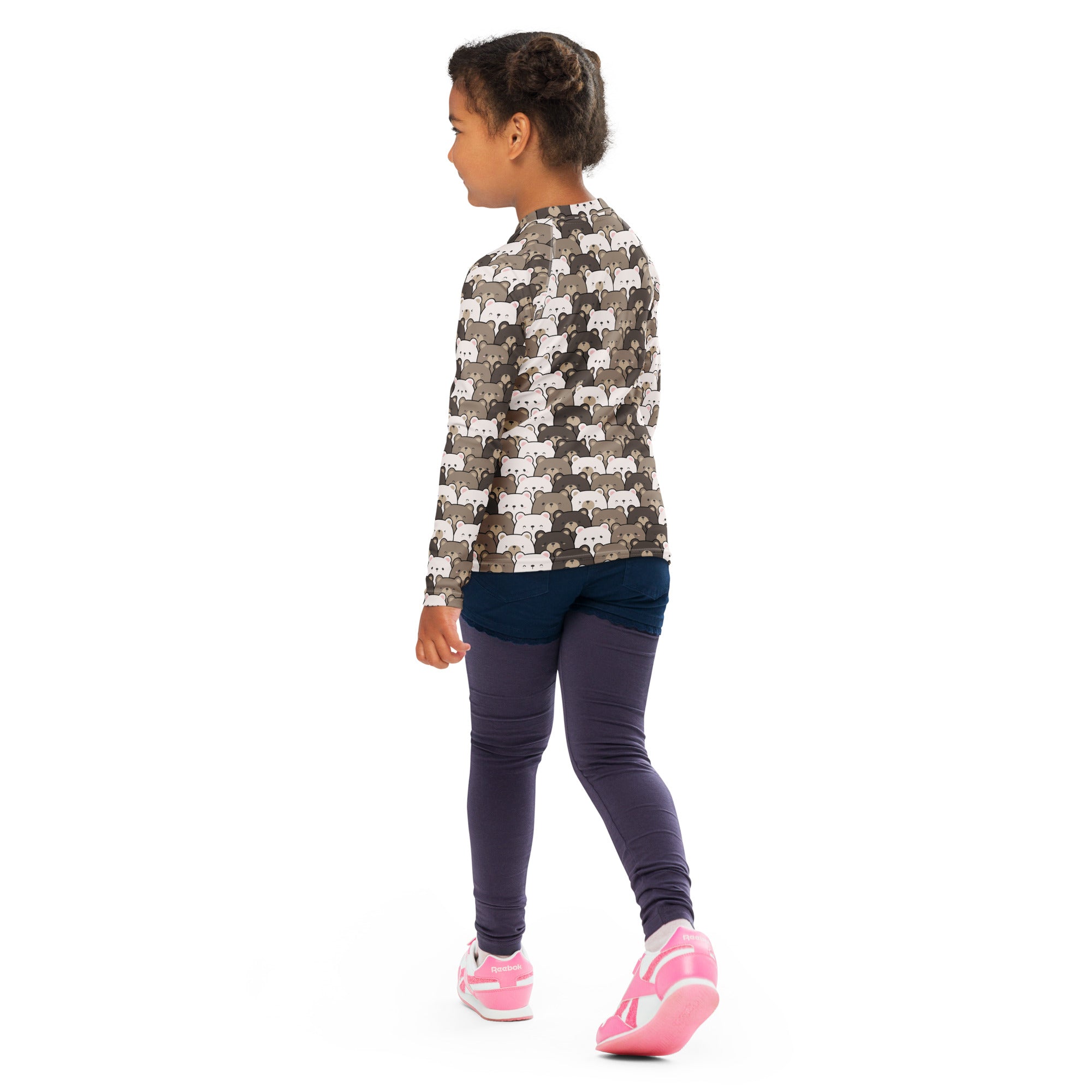 Kids Bear Face Long Sleeve Rash Guard Swim Shirt – Buttery Soft, Sun Safe UPF 50+ Protection, Quick Dry & 4-Way Stretch Comfort