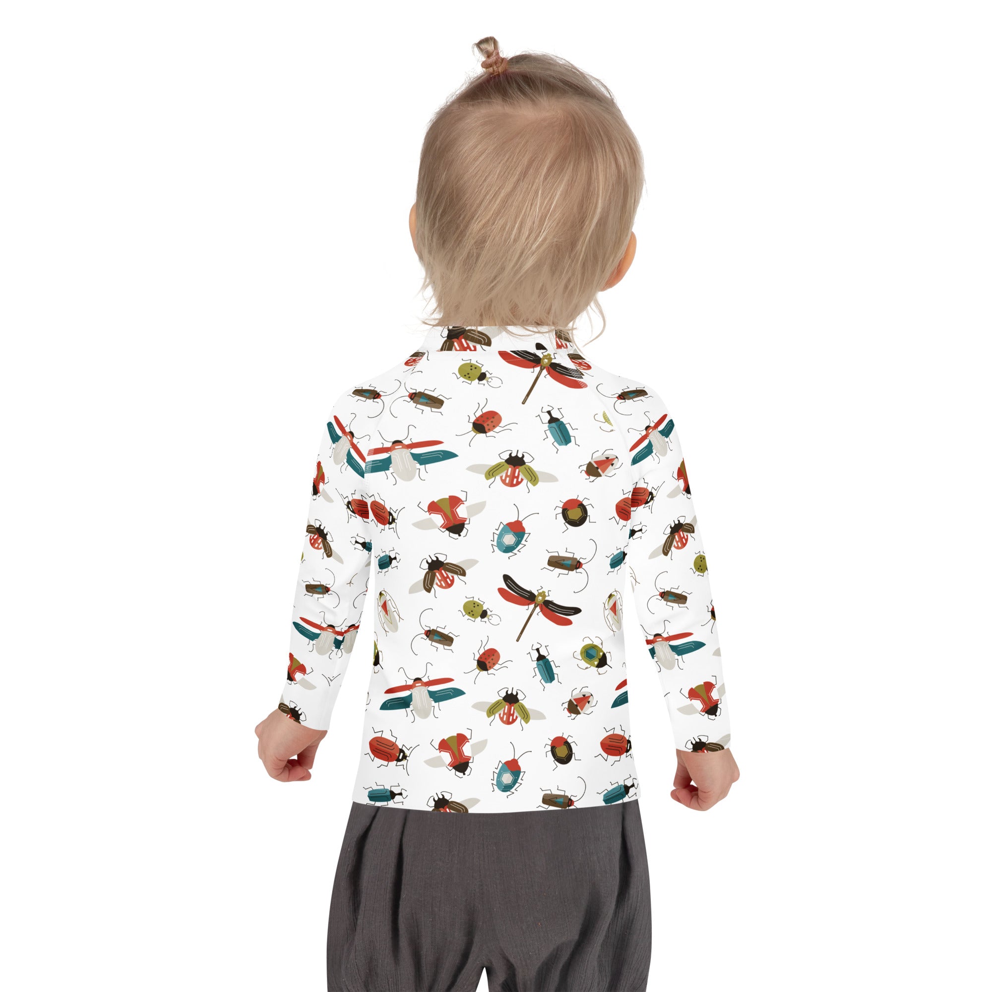 Kids Colorful Bug Long Sleeve Rash Guard Swim Shirt – Buttery Soft, Sun Safe UPF 50+ Protection, Quick Dry & 4-Way Stretch Comfort