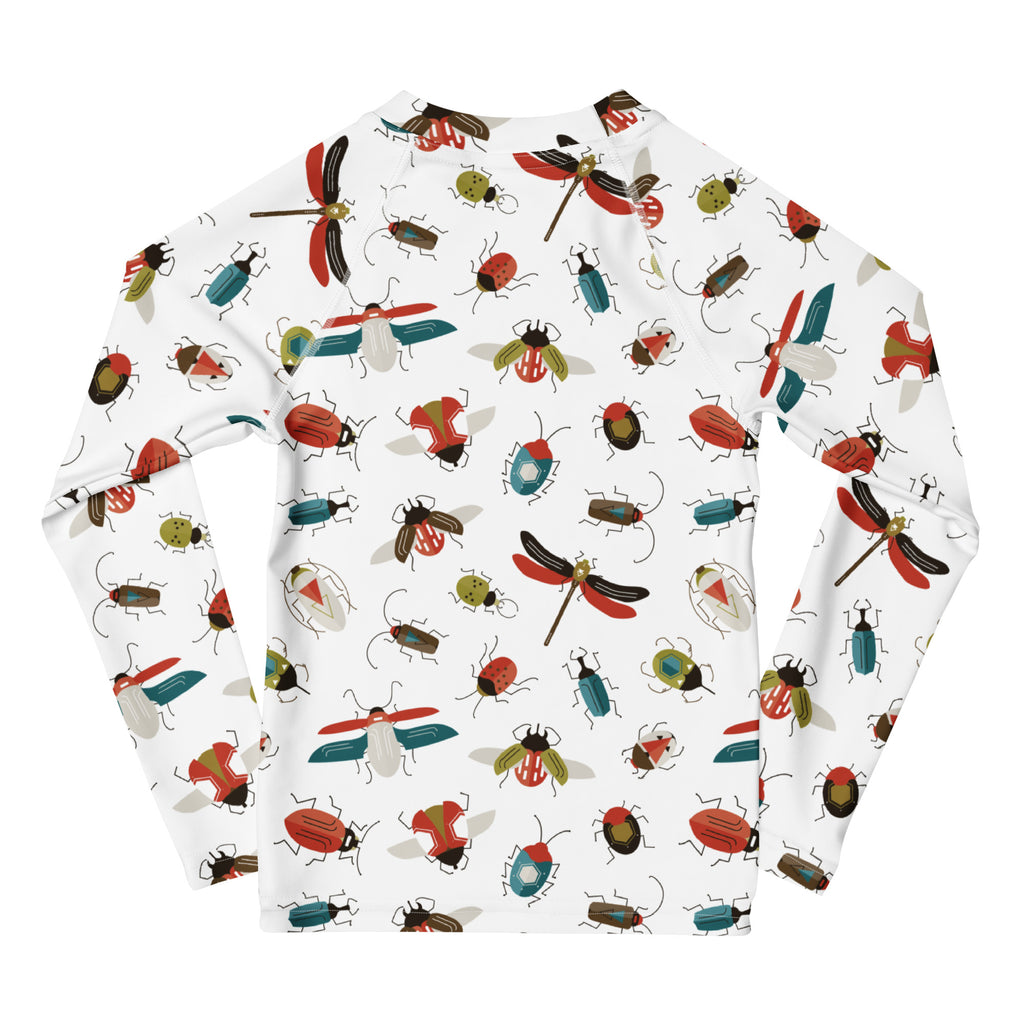 Kids Colorful Bug Long Sleeve Rash Guard Swim Shirt – Buttery Soft, Sun Safe UPF 50+ Protection, Quick Dry & 4-Way Stretch Comfort