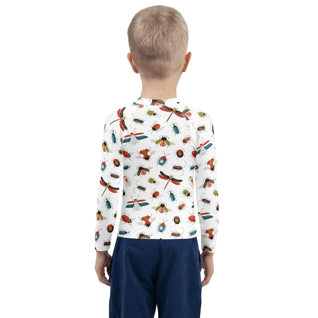Kids Colorful Bug Long Sleeve Rash Guard Swim Shirt – Buttery Soft, Sun Safe UPF 50+ Protection, Quick Dry & 4-Way Stretch Comfort