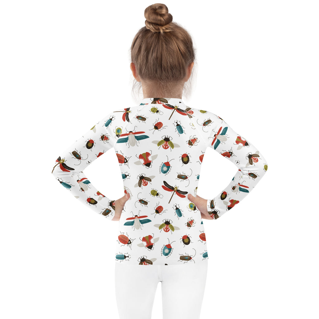 Kids Colorful Bug Long Sleeve Rash Guard Swim Shirt – Buttery Soft, Sun Safe UPF 50+ Protection, Quick Dry & 4-Way Stretch Comfort