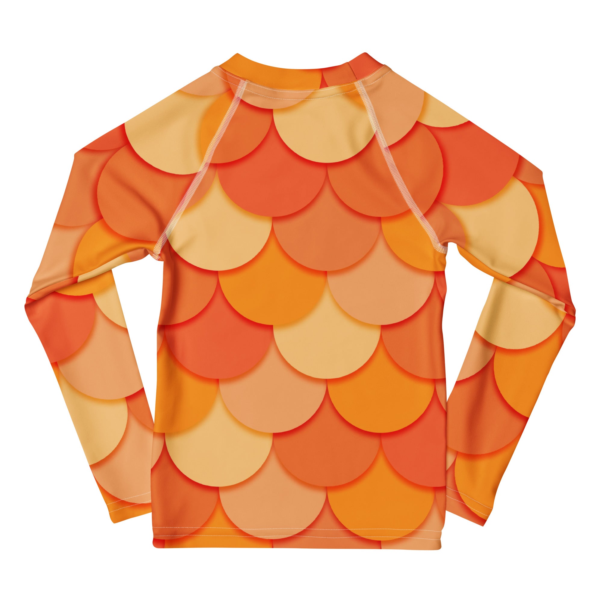 Girls Orange Mermaid Long Sleeve Rash Guard Swim Shirt – Buttery Soft, Sun Safe UPF 50+ Protection, Quick Dry & 4-Way Stretch Comfort