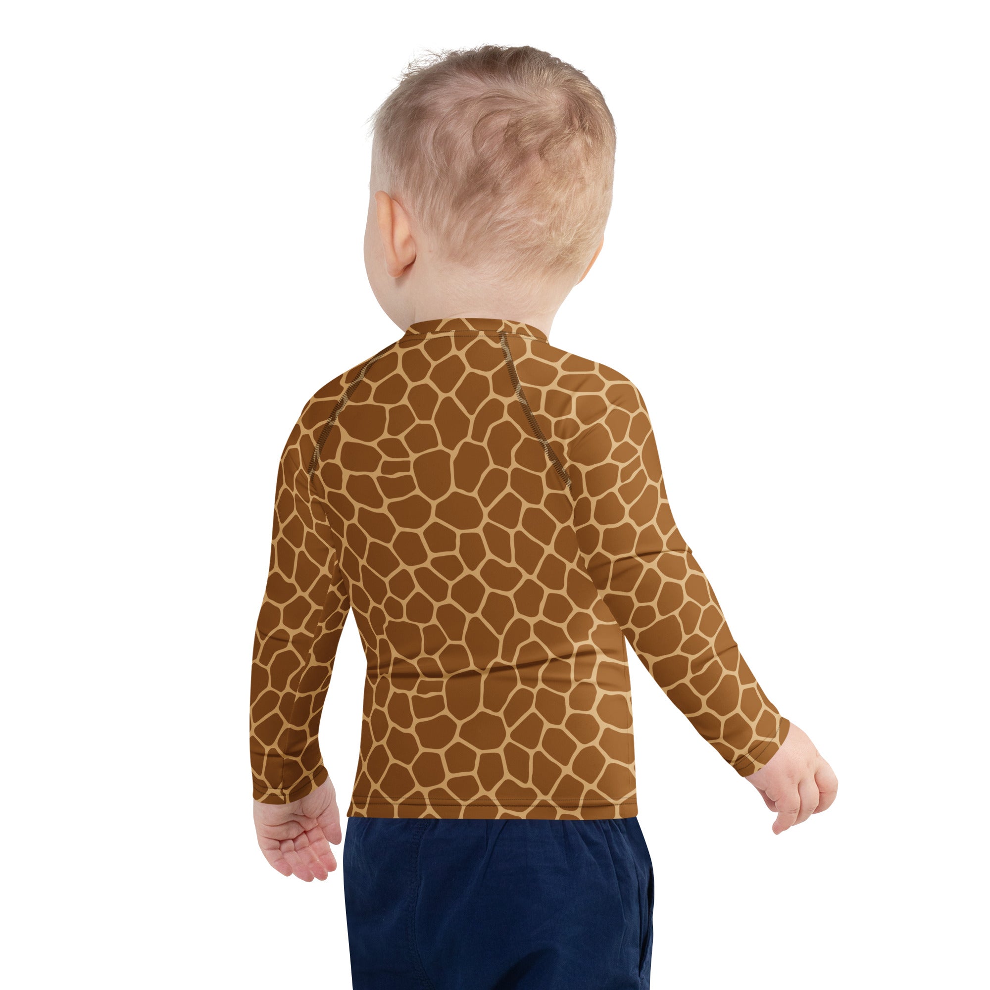Kids Giraffe Print Long Sleeve Rash Guard Swim Shirt – Buttery Soft, Sun Safe UPF 50+ Protection, Quick Dry & 4-Way Stretch Comfort