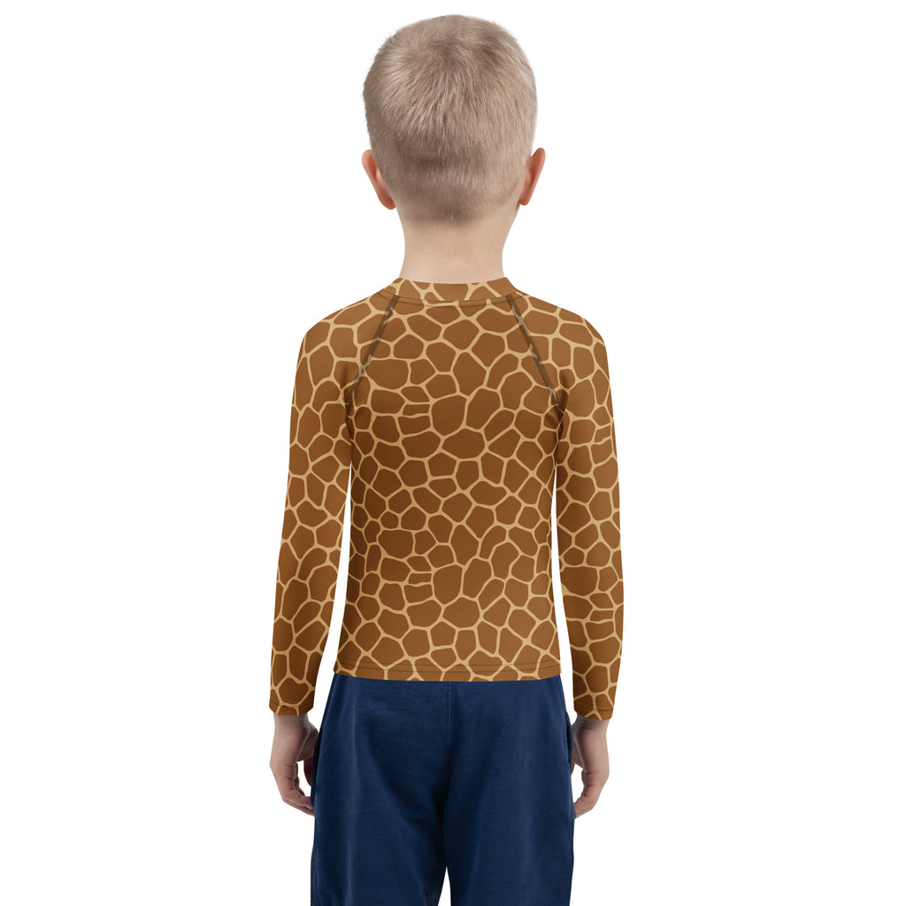 Kids Giraffe Print Long Sleeve Rash Guard Swim Shirt – Buttery Soft, Sun Safe UPF 50+ Protection, Quick Dry & 4-Way Stretch Comfort
