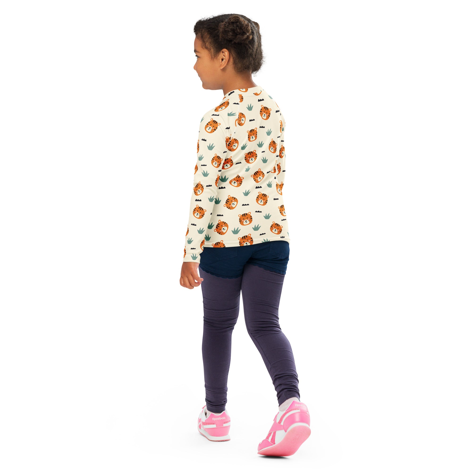 Kids Cute Tiger Long Sleeve Rash Guard Swim Shirt – Buttery Soft, Sun Safe UPF 50+ Protection, Quick Dry & 4-Way Stretch Comfort