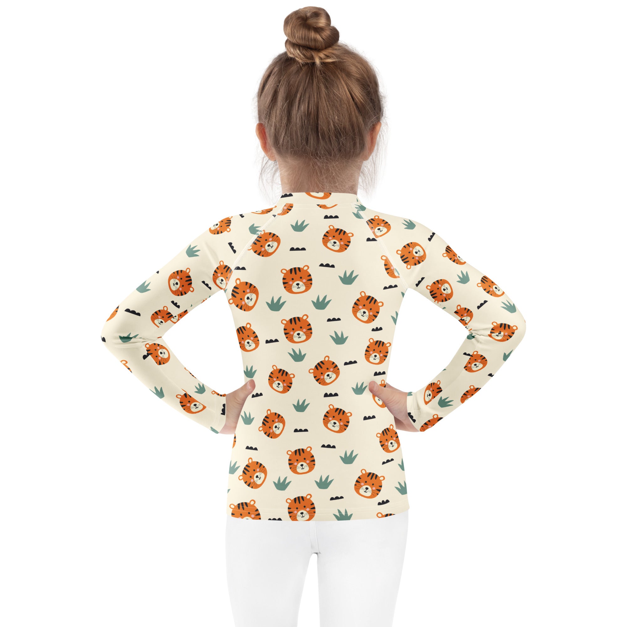 Kids Cute Tiger Long Sleeve Rash Guard Swim Shirt – Buttery Soft, Sun Safe UPF 50+ Protection, Quick Dry & 4-Way Stretch Comfort