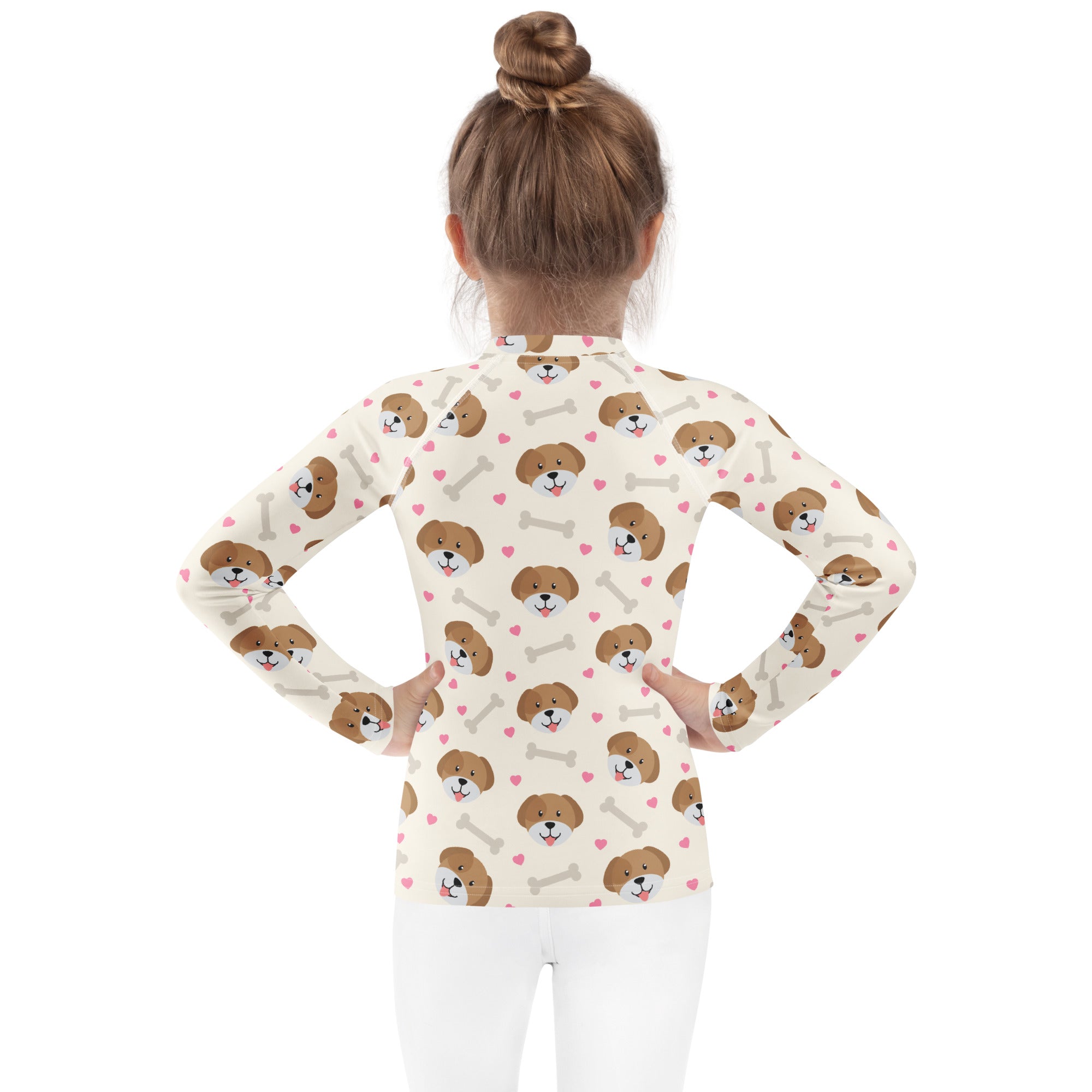 Kids Cute Puppy Long Sleeve Rash Guard Swim Shirt – Buttery Soft, Sun Safe UPF 50+ Protection, Quick Dry & 4-Way Stretch Comfort