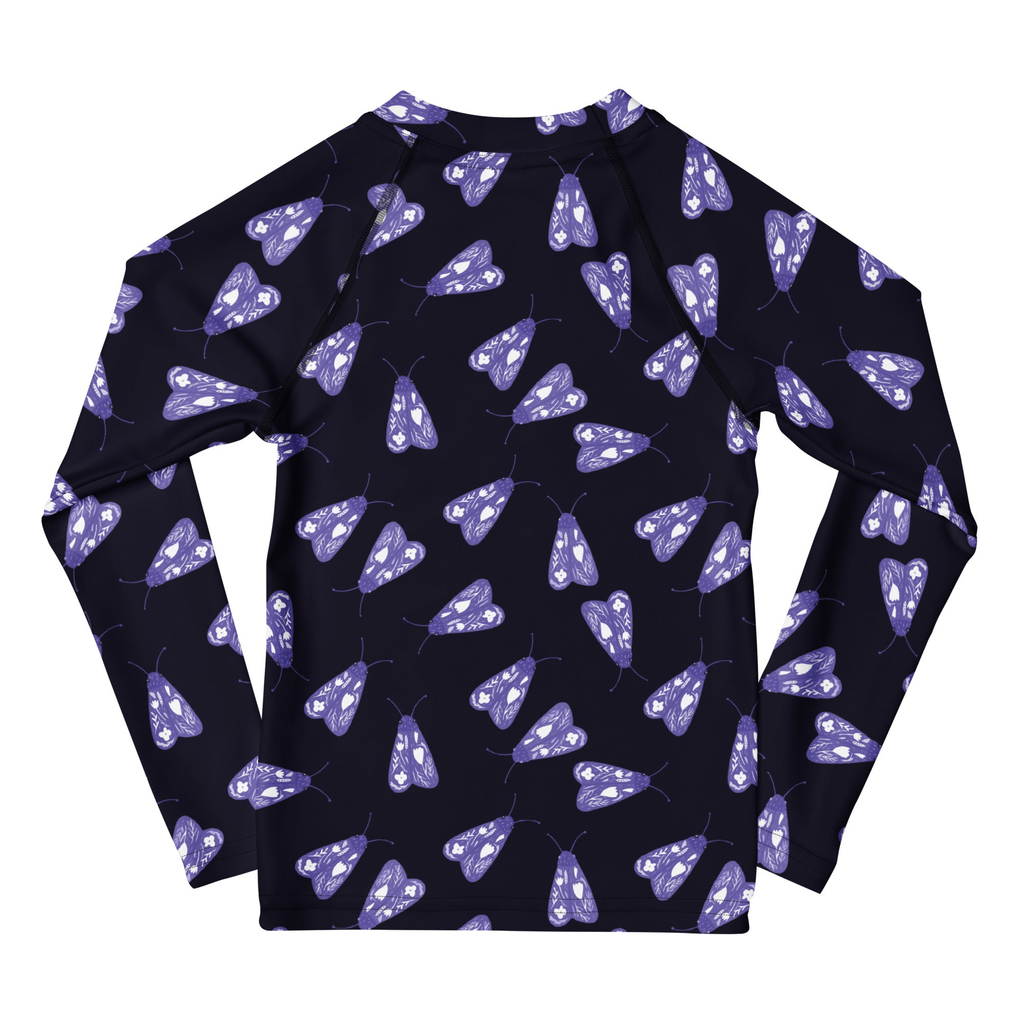 Girls Purple Moth Long Sleeve Rash Guard Swim Shirt – Buttery Soft, Sun Safe UPF 50+ Protection, Quick Dry & 4-Way Stretch Comfort