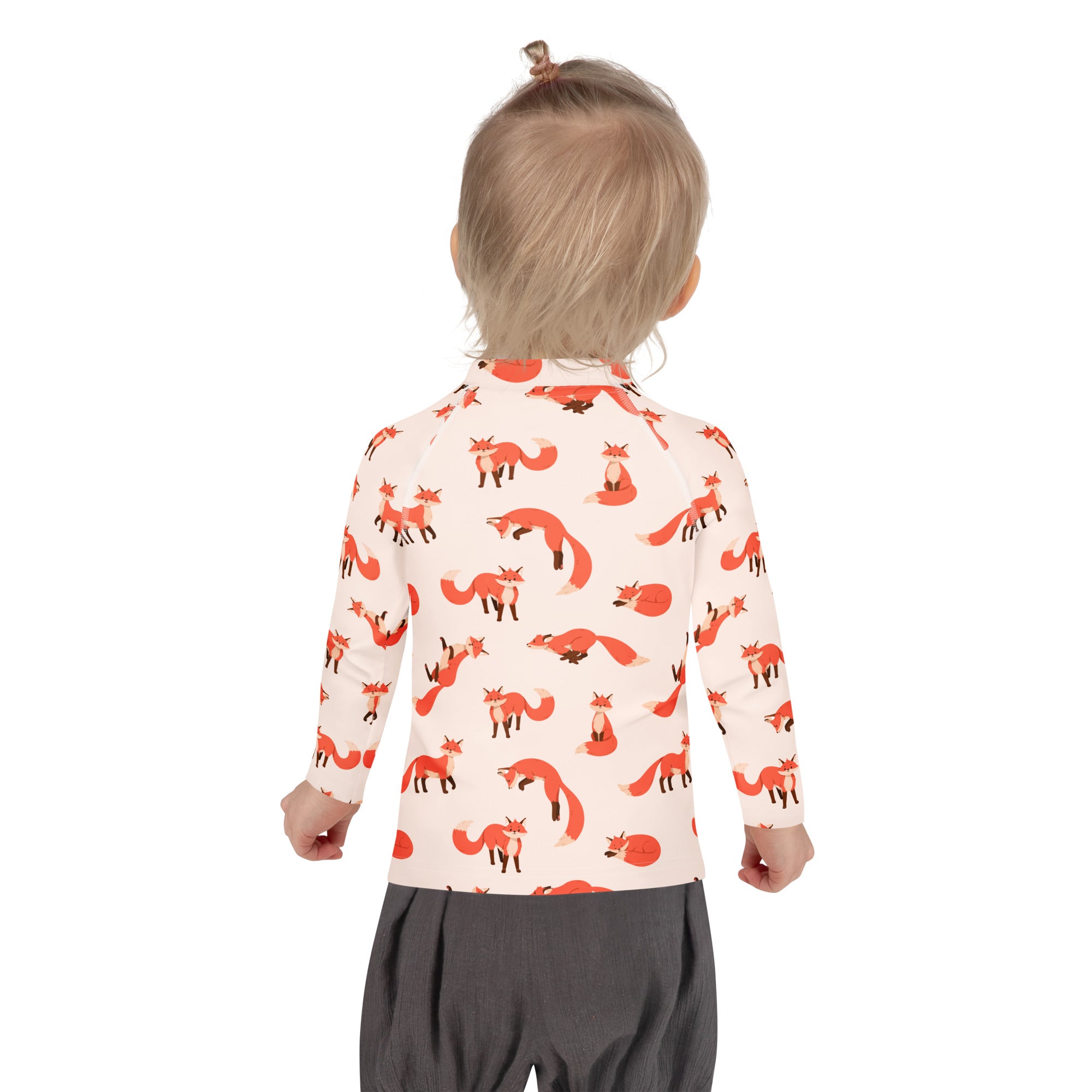 Kids Fox Long Sleeve Rash Guard Swim Shirt – Buttery Soft, Sun Safe UPF 50+ Protection, Quick Dry & 4-Way Stretch Comfort