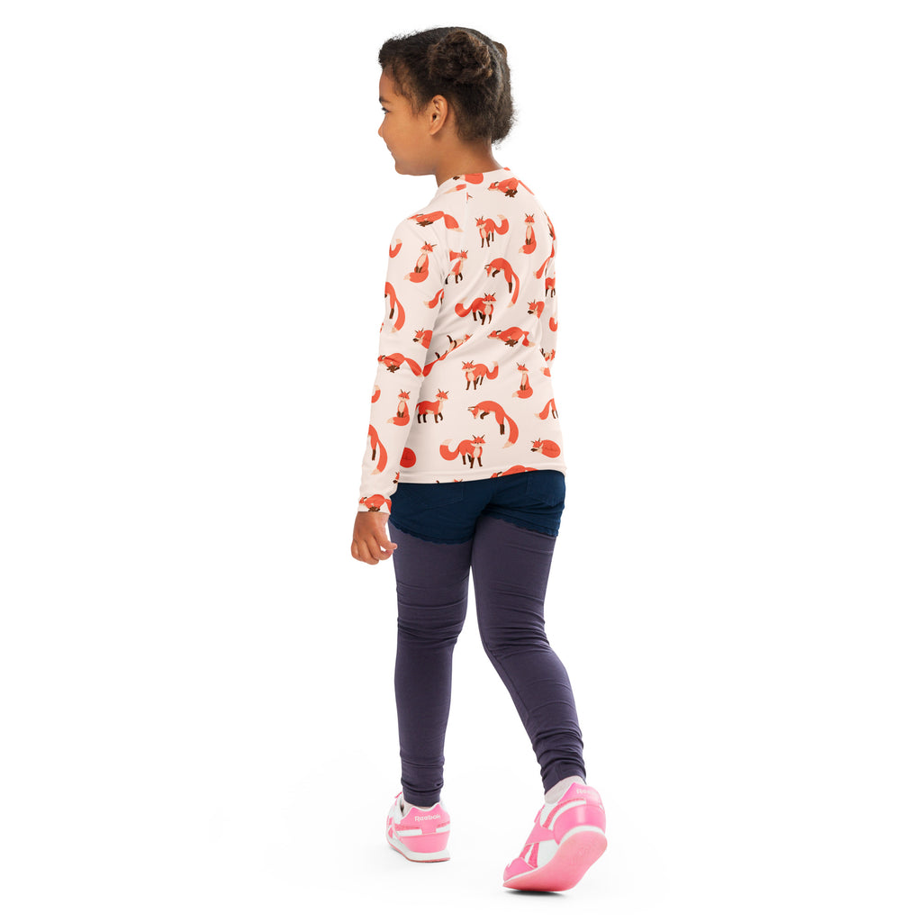 Kids Fox Long Sleeve Rash Guard Swim Shirt – Buttery Soft, Sun Safe UPF 50+ Protection, Quick Dry & 4-Way Stretch Comfort