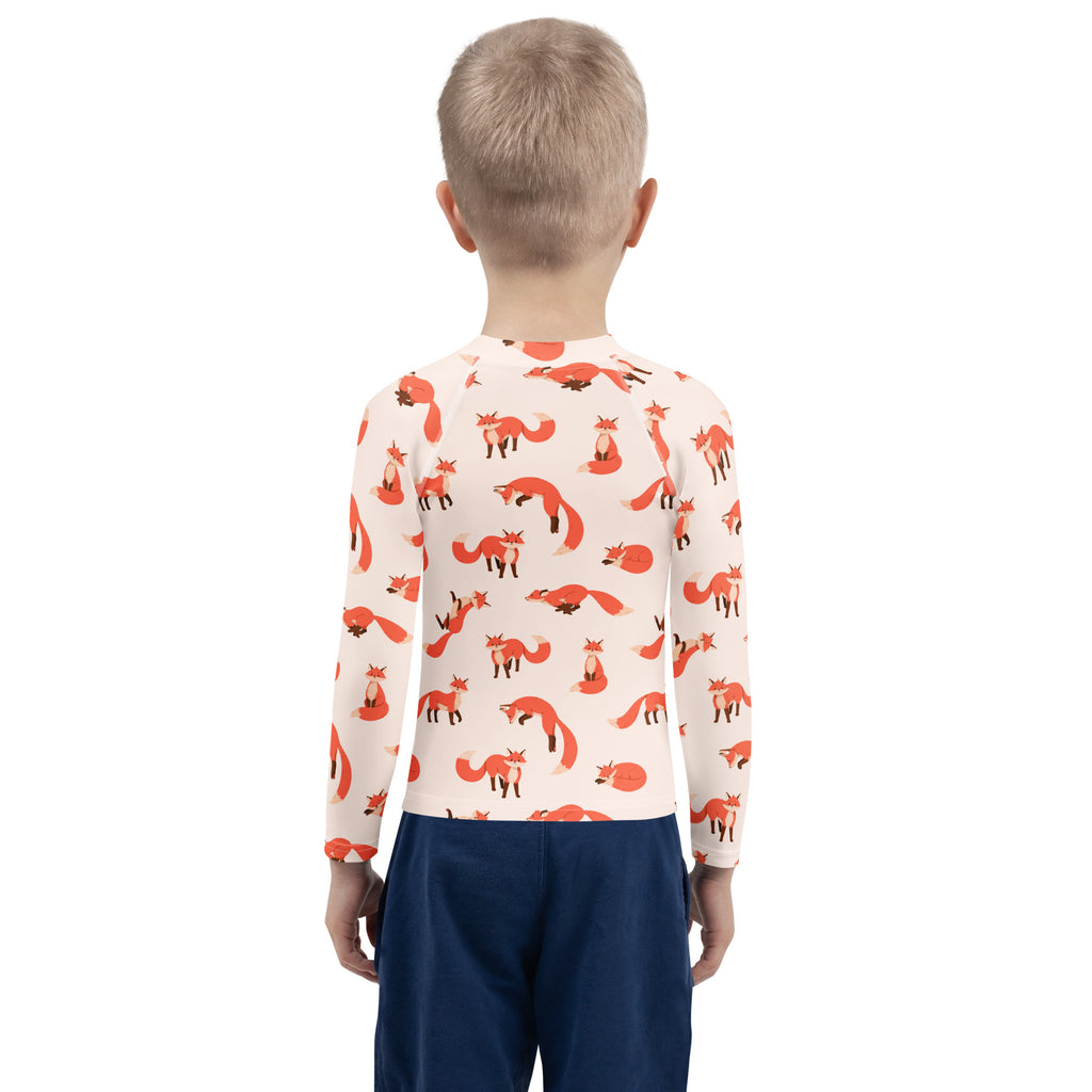Kids Fox Long Sleeve Rash Guard Swim Shirt – Buttery Soft, Sun Safe UPF 50+ Protection, Quick Dry & 4-Way Stretch Comfort