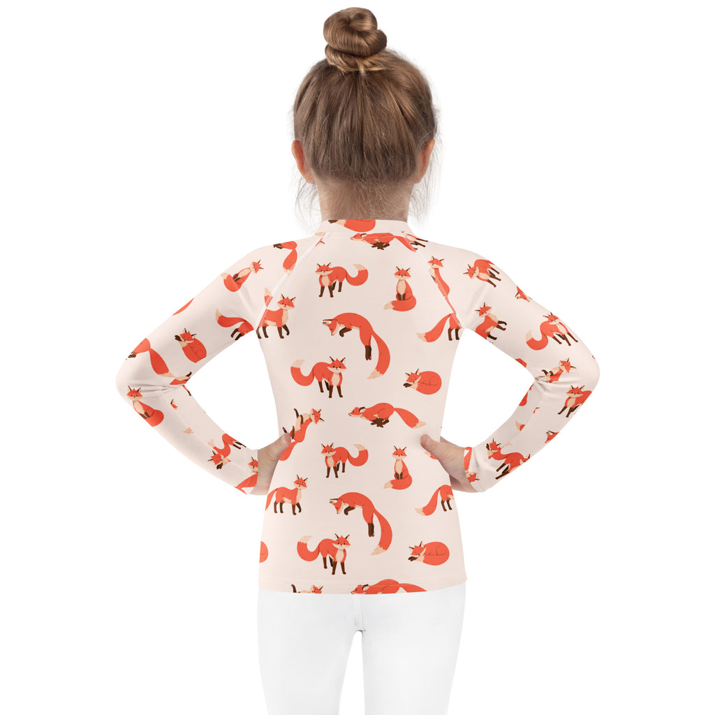 Kids Fox Long Sleeve Rash Guard Swim Shirt – Buttery Soft, Sun Safe UPF 50+ Protection, Quick Dry & 4-Way Stretch Comfort