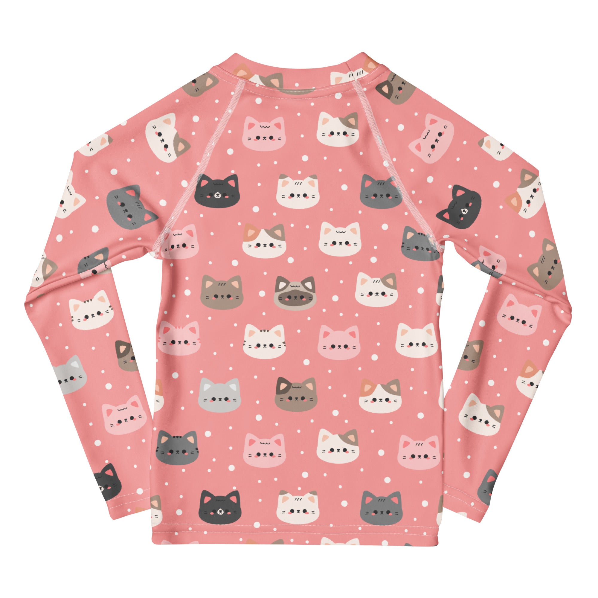Girls Pink Cat Long Sleeve Rash Guard Swim Shirt – Buttery Soft, Sun Safe UPF 50+ Protection, Quick Dry & 4-Way Stretch Comfort