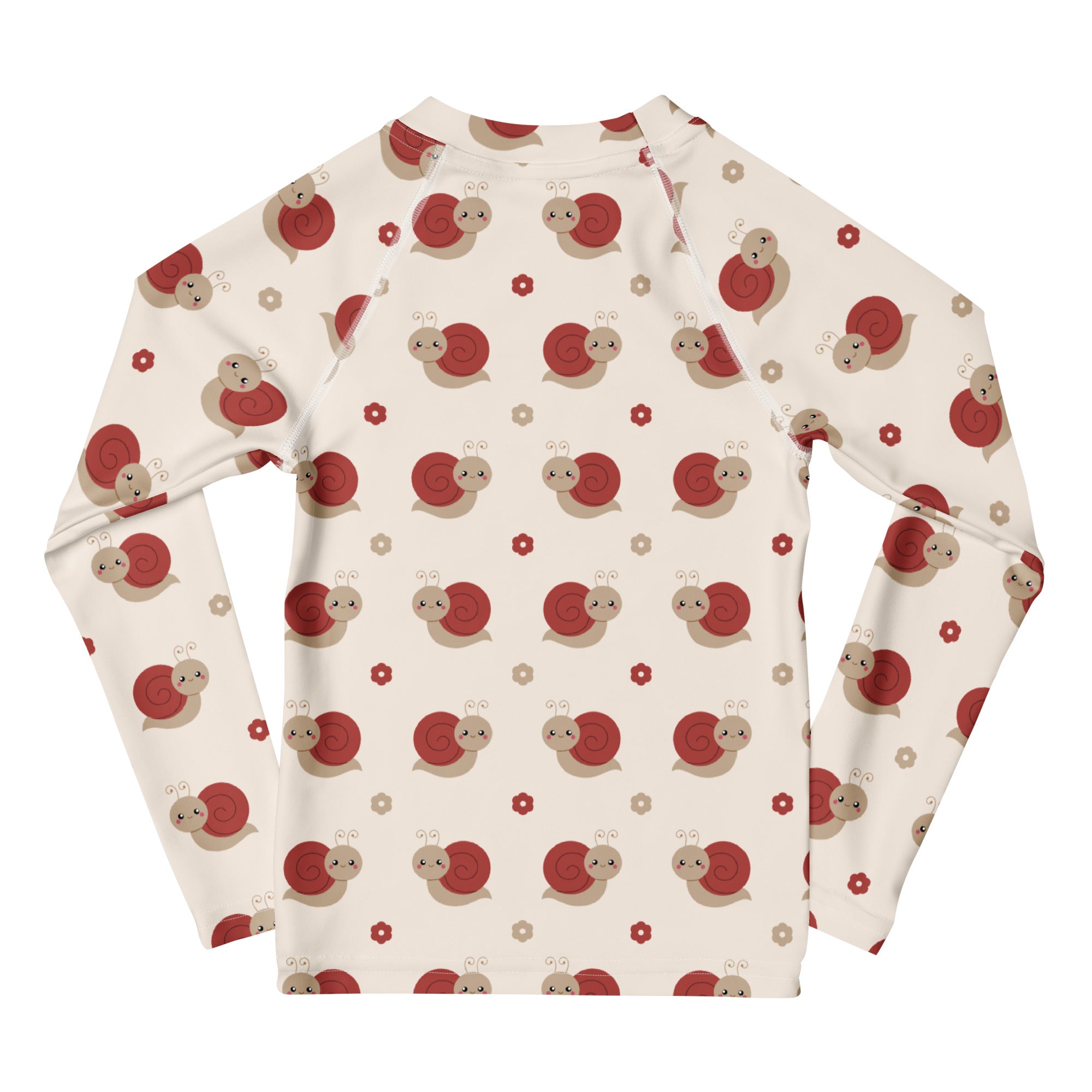 Kids Red Snail Long Sleeve Rash Guard Swim Shirt – Buttery Soft, Sun Safe UPF 50+ Protection, Quick Dry & 4-Way Stretch Comfort