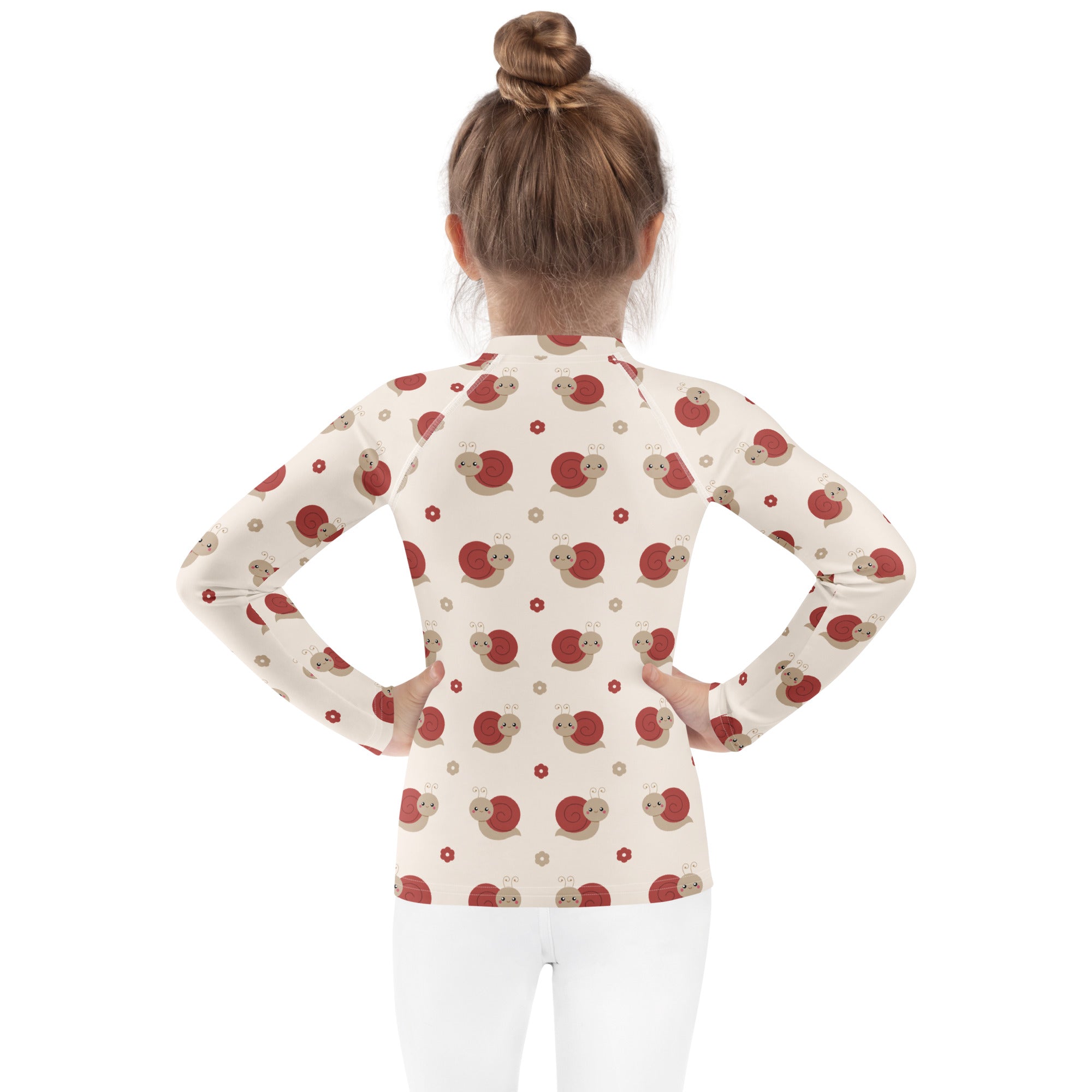 Kids Red Snail Long Sleeve Rash Guard Swim Shirt – Buttery Soft, Sun Safe UPF 50+ Protection, Quick Dry & 4-Way Stretch Comfort
