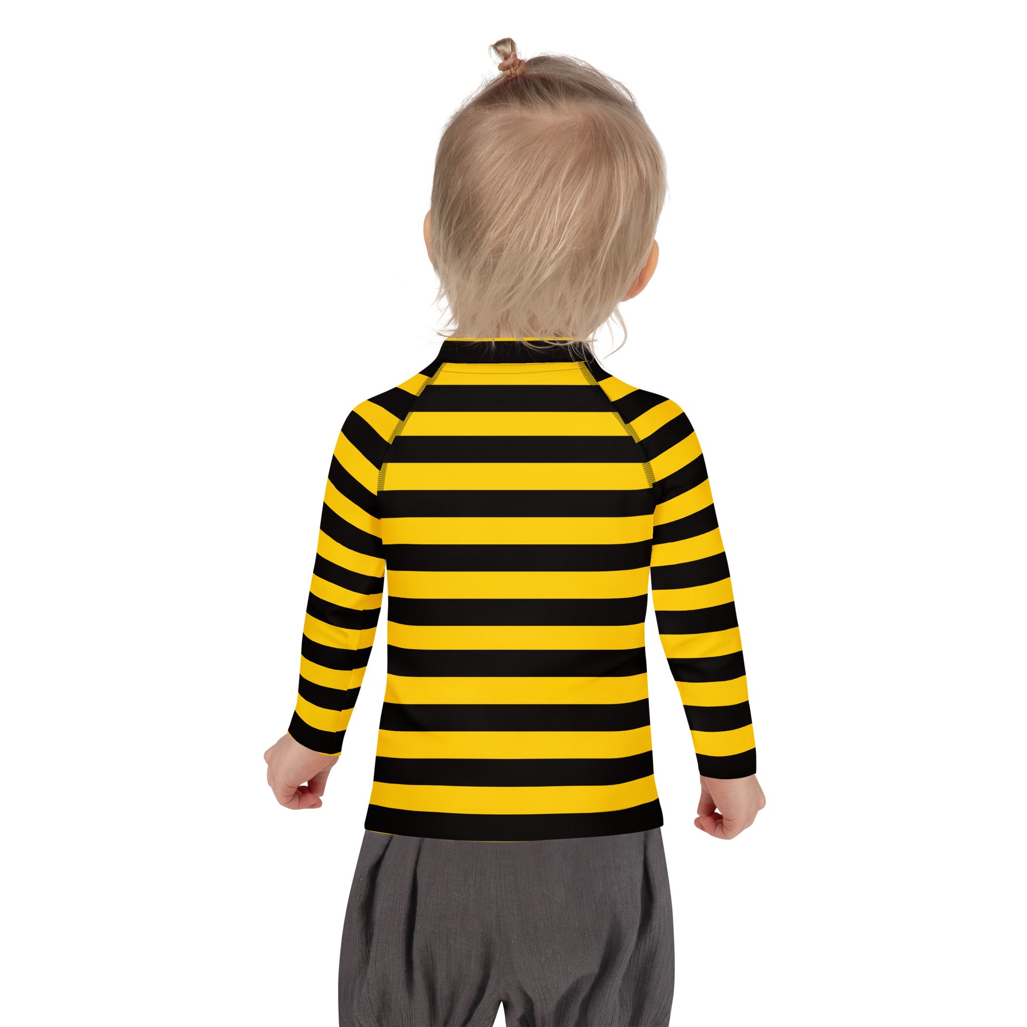 Kids Bee Stripe Long Sleeve Rash Guard Swim Shirt – Buttery Soft, Sun Safe UPF 50+ Protection, Quick Dry & 4-Way Stretch Comfort