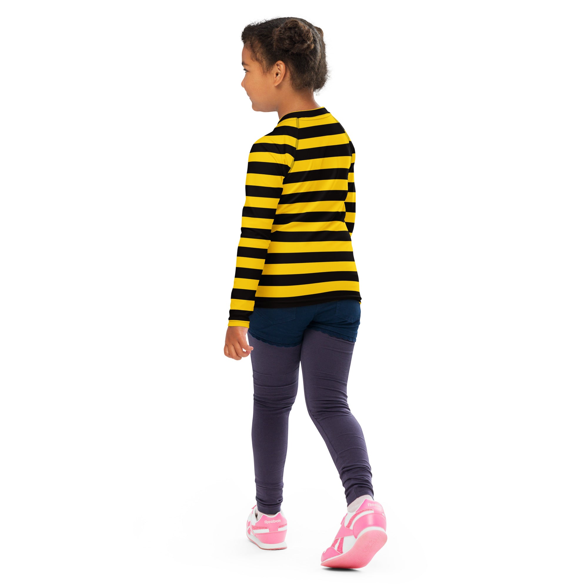 Kids Bee Stripe Long Sleeve Rash Guard Swim Shirt – Buttery Soft, Sun Safe UPF 50+ Protection, Quick Dry & 4-Way Stretch Comfort