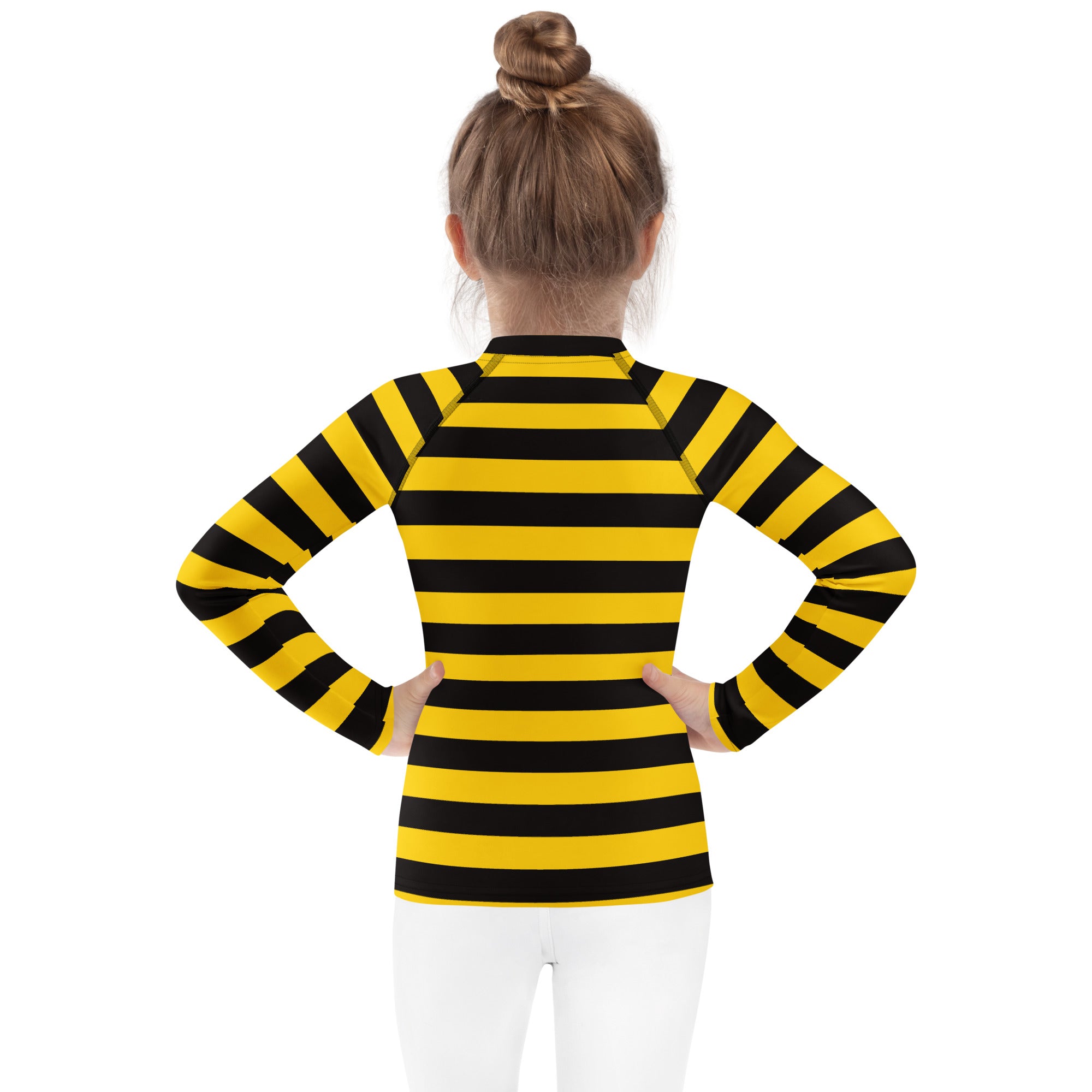 Kids Bee Stripe Long Sleeve Rash Guard Swim Shirt – Buttery Soft, Sun Safe UPF 50+ Protection, Quick Dry & 4-Way Stretch Comfort