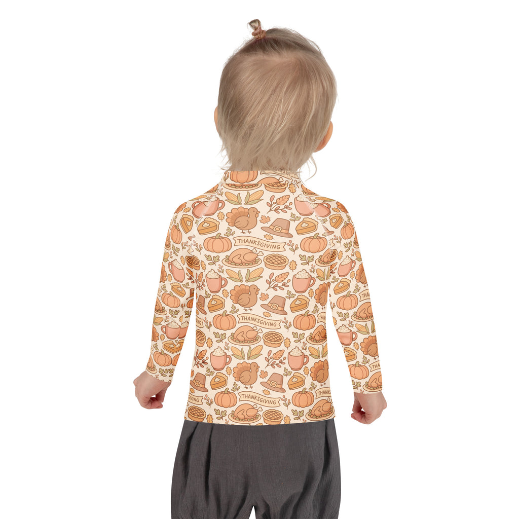 Kids Thanksgiving Turkey Long Sleeve Rash Guard Swim Shirt – Buttery Soft, Sun Safe UPF 50+ Protection, Quick Dry & 4-Way Stretch Comfort