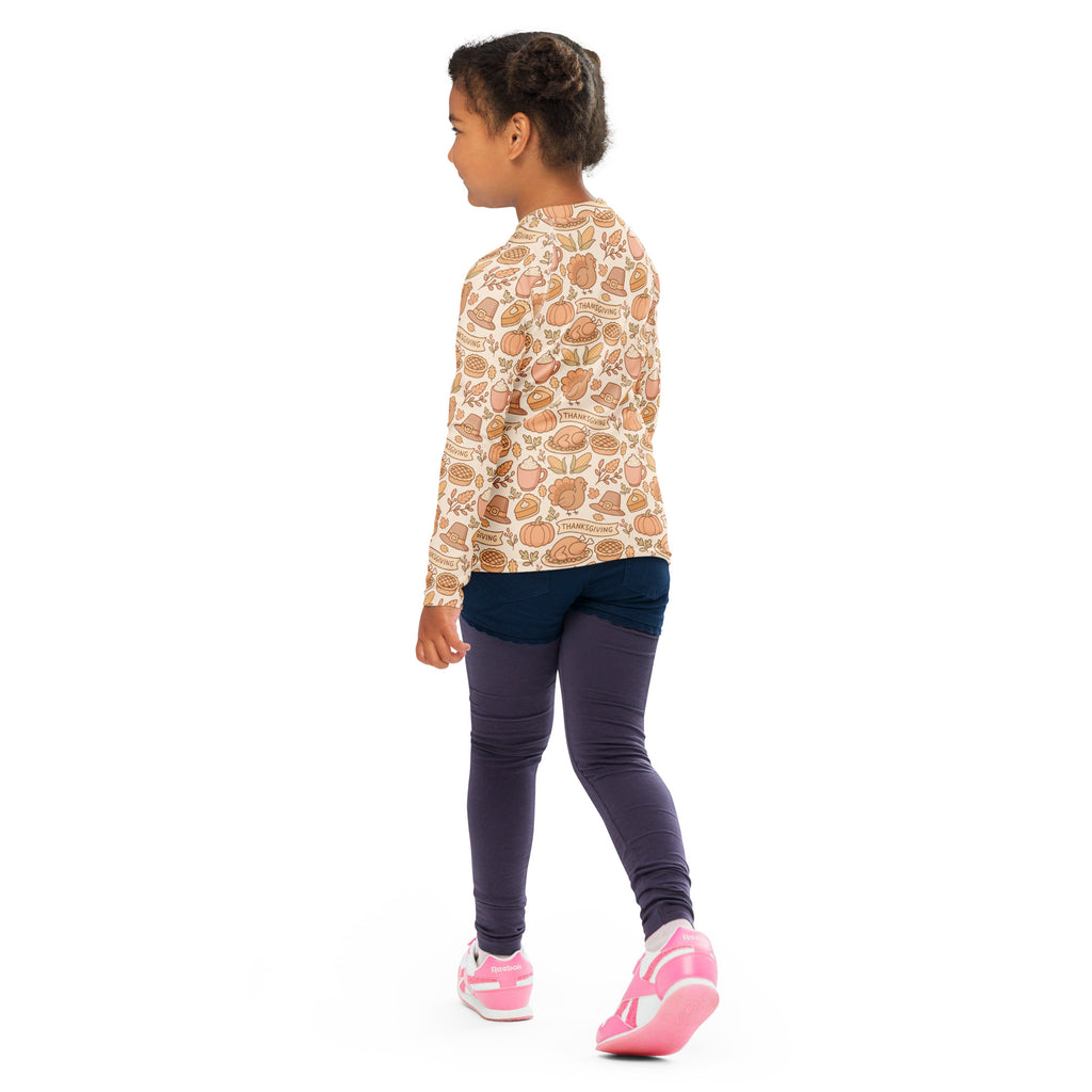 Kids Thanksgiving Turkey Long Sleeve Rash Guard Swim Shirt – Buttery Soft, Sun Safe UPF 50+ Protection, Quick Dry & 4-Way Stretch Comfort