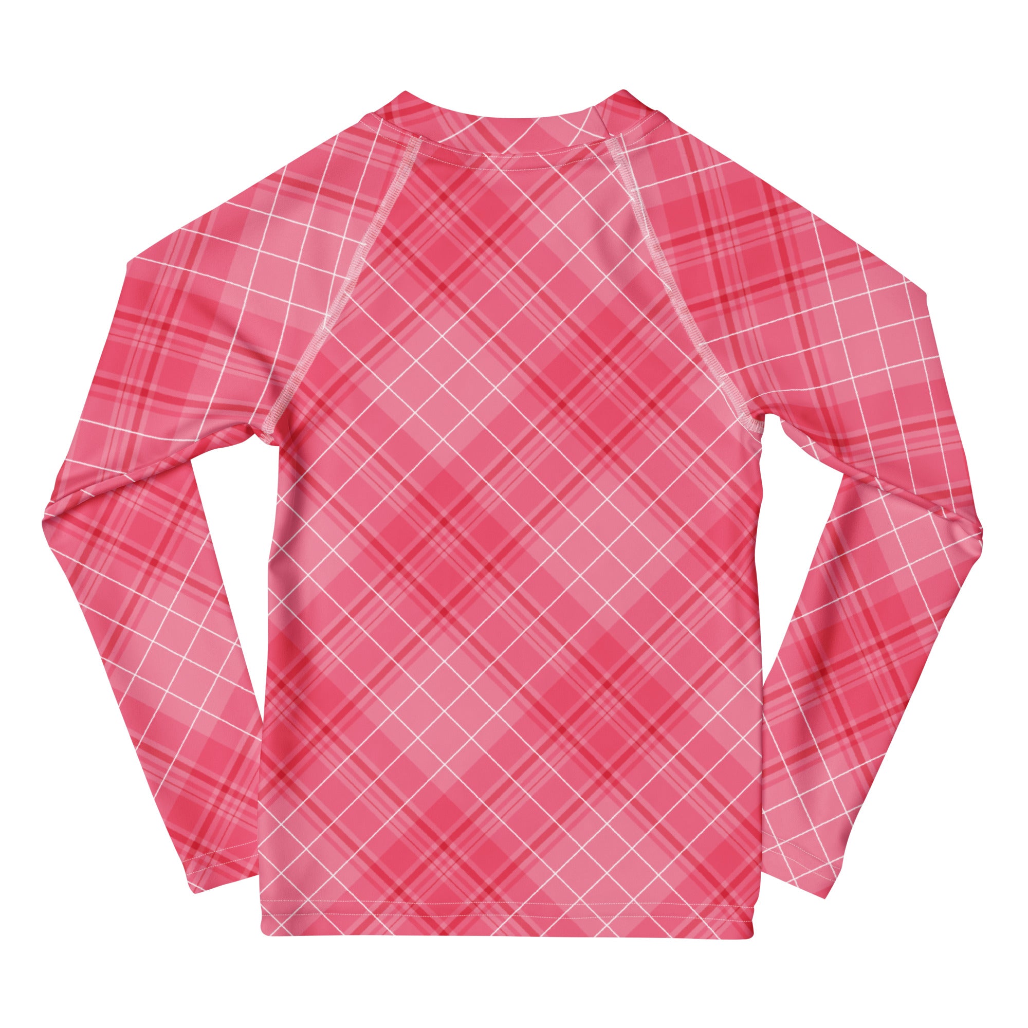 Girls Valentine’s Day Pink Plaid Long Sleeve Rash Guard Swim Shirt – Buttery Soft, Sun Safe UPF 50+ Protection, Quick Dry & 4-Way Stretch Comfort