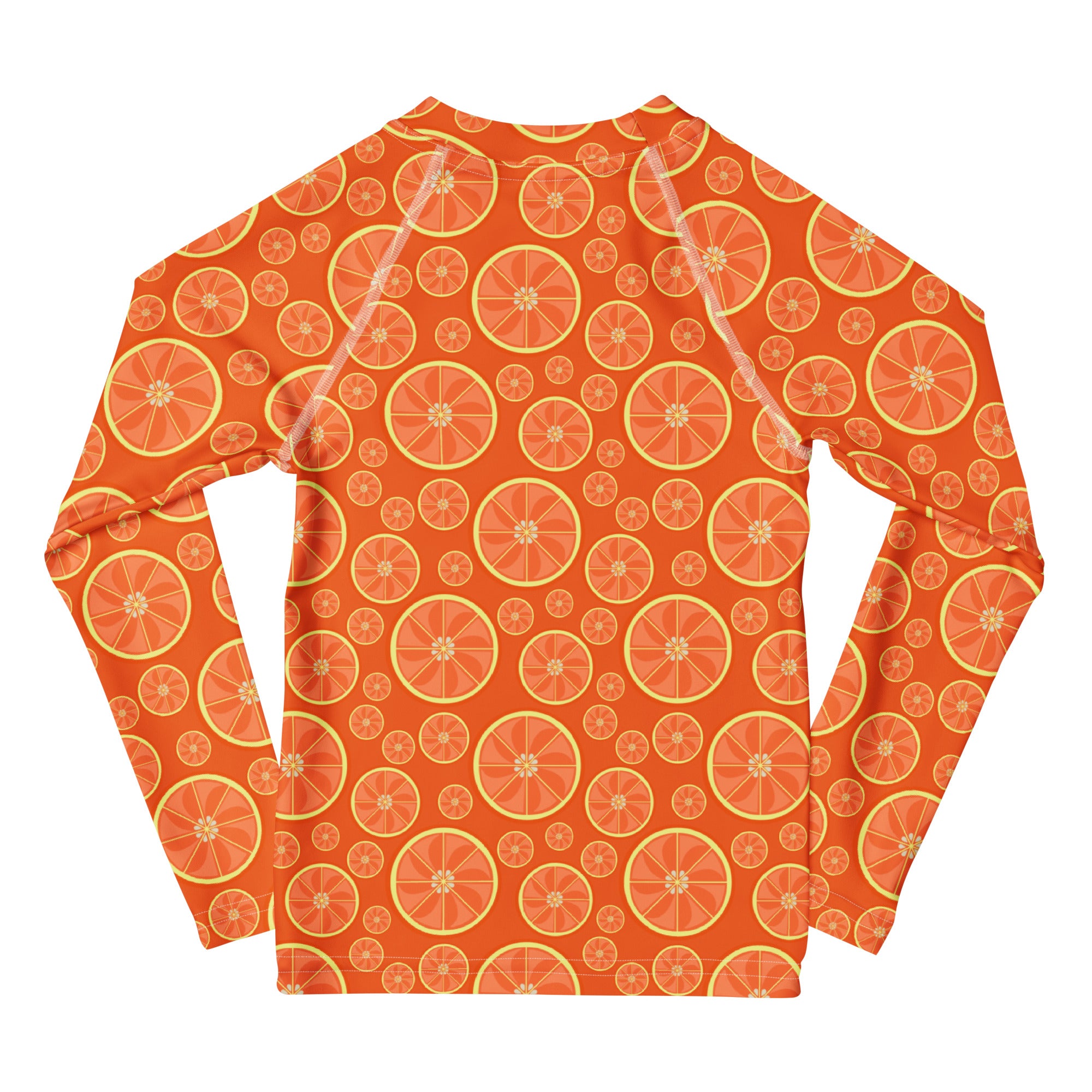 Kids Orange Citrus Long Sleeve Rash Guard Swim Shirt – Buttery Soft, Sun Safe UPF 50+ Protection, Quick Dry & 4-Way Stretch Comfort