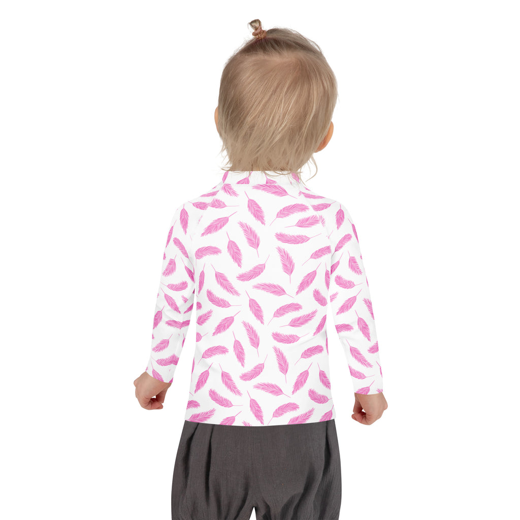 Girls Flamingo Feathers Long Sleeve Rash Guard Swim Shirt – Buttery Soft, Sun Safe UPF 50+ Protection, Quick Dry & 4-Way Stretch Comfort