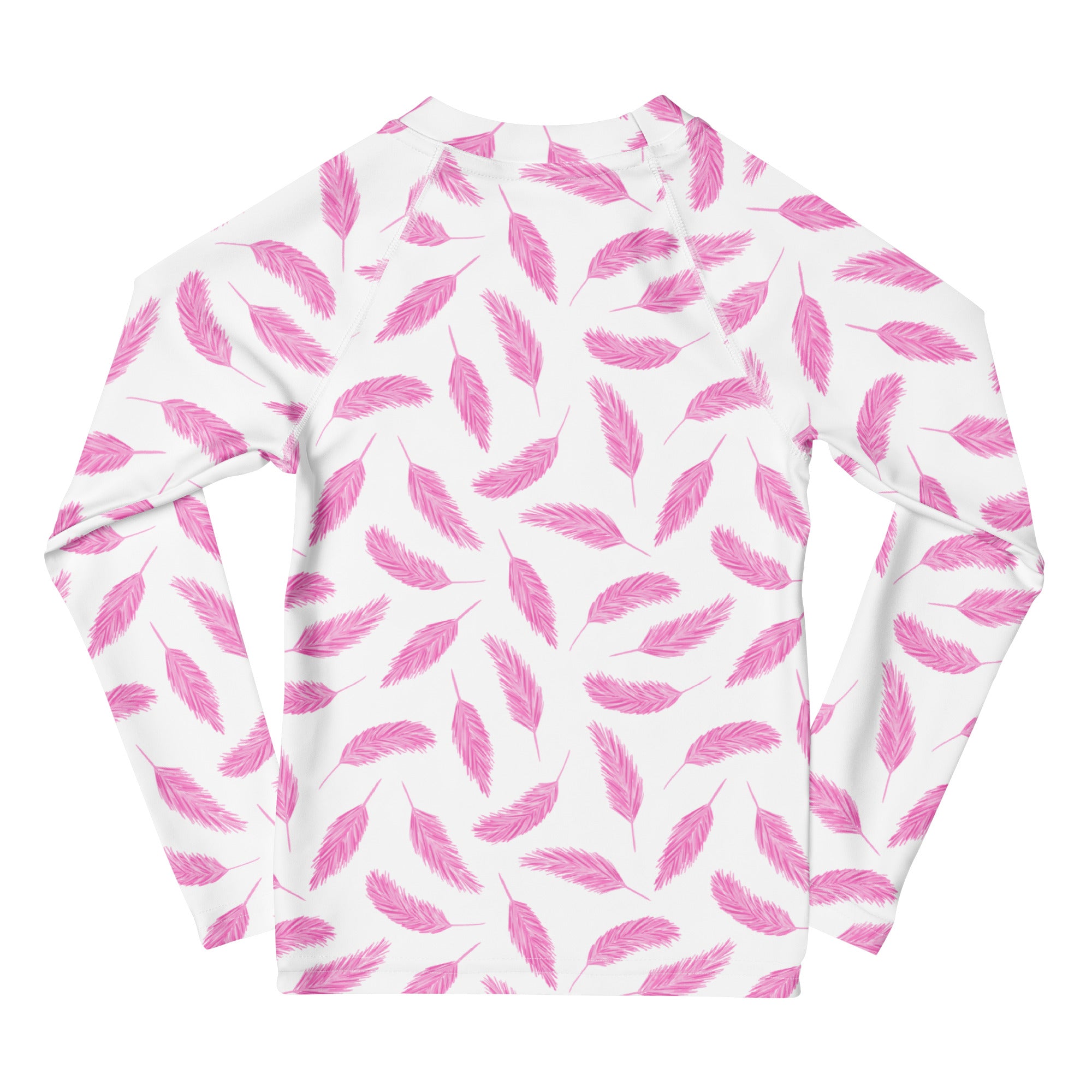 Girls Flamingo Feathers Long Sleeve Rash Guard Swim Shirt – Buttery Soft, Sun Safe UPF 50+ Protection, Quick Dry & 4-Way Stretch Comfort