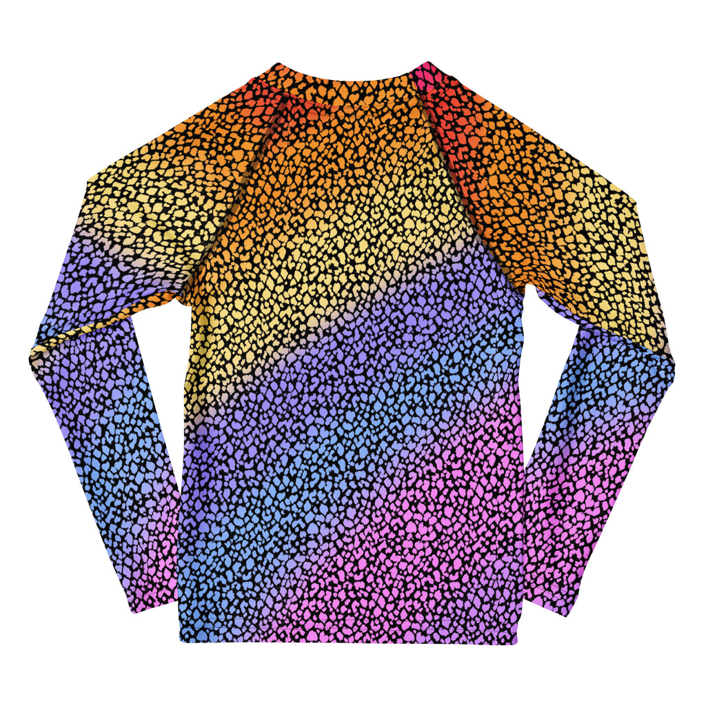 Girls Colorful Leopard Long Sleeve Rash Guard Swim Shirt – Buttery Soft, Sun Safe UPF 50+ Protection, Quick Dry & 4-Way Stretch Comfort