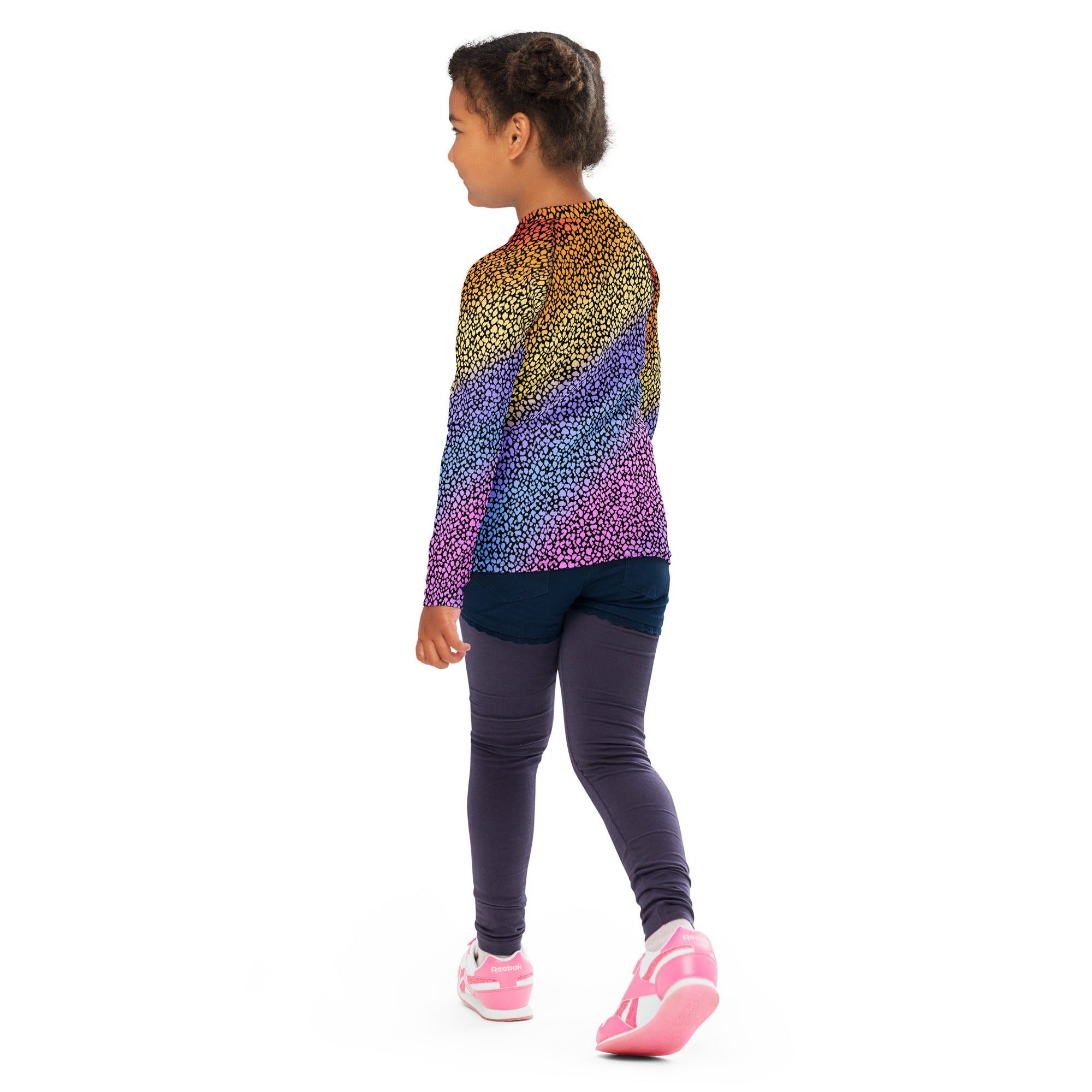 Girls Colorful Leopard Long Sleeve Rash Guard Swim Shirt – Buttery Soft, Sun Safe UPF 50+ Protection, Quick Dry & 4-Way Stretch Comfort