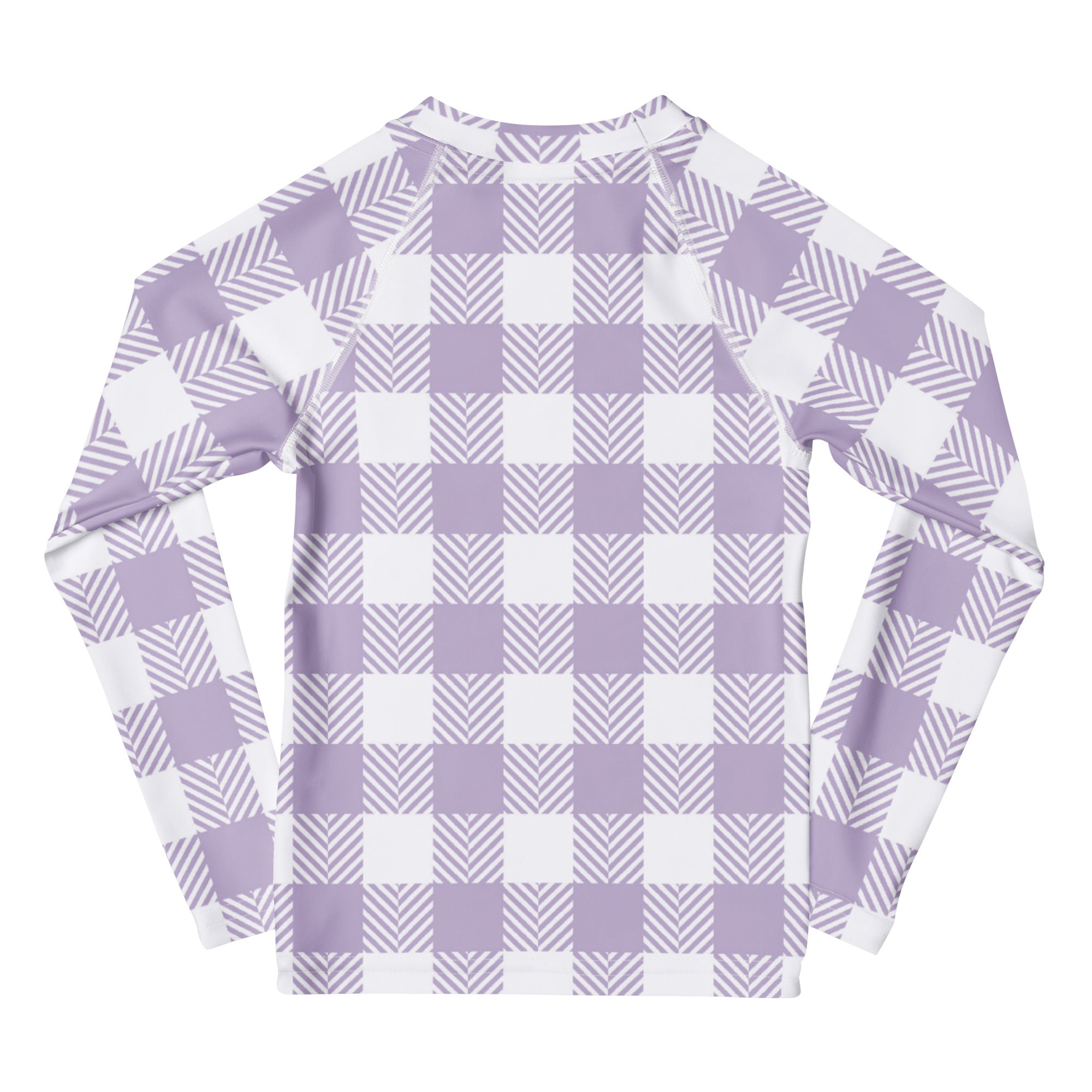 Girls Lavender Gingham Long Sleeve Rash Guard Swim Shirt – Buttery Soft, Sun Safe UPF 50+ Protection, Quick Dry & 4-Way Stretch Comfort