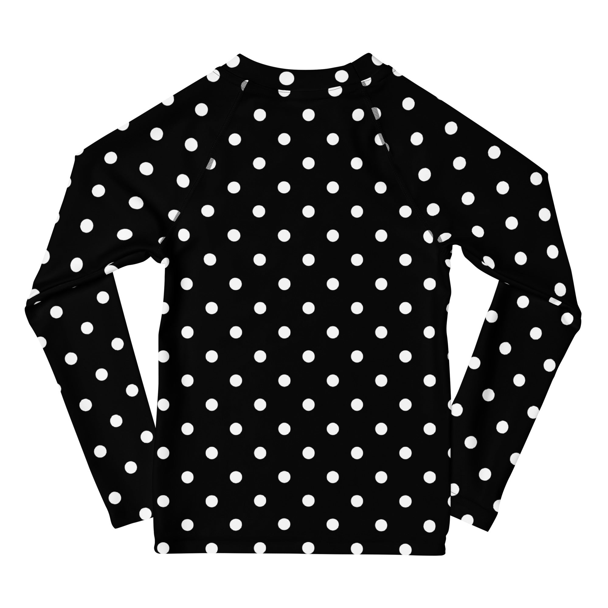Kids Black Polka Dot Long Sleeve Rash Guard Swim Shirt – Buttery Soft, Sun Safe UPF 50+ Protection, Quick Dry & 4-Way Stretch Comfort