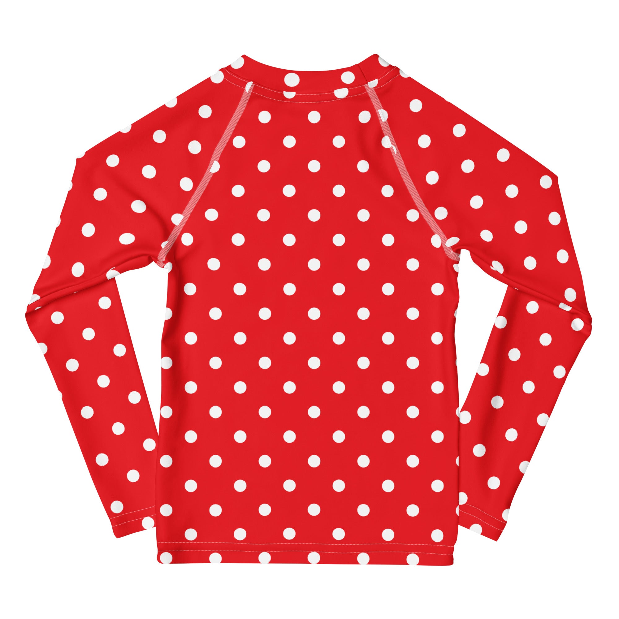 Kids Red Polka Dot Long Sleeve Rash Guard Swim Shirt – Buttery Soft, Sun Safe UPF 50+ Protection, Quick Dry & 4-Way Stretch Comfort