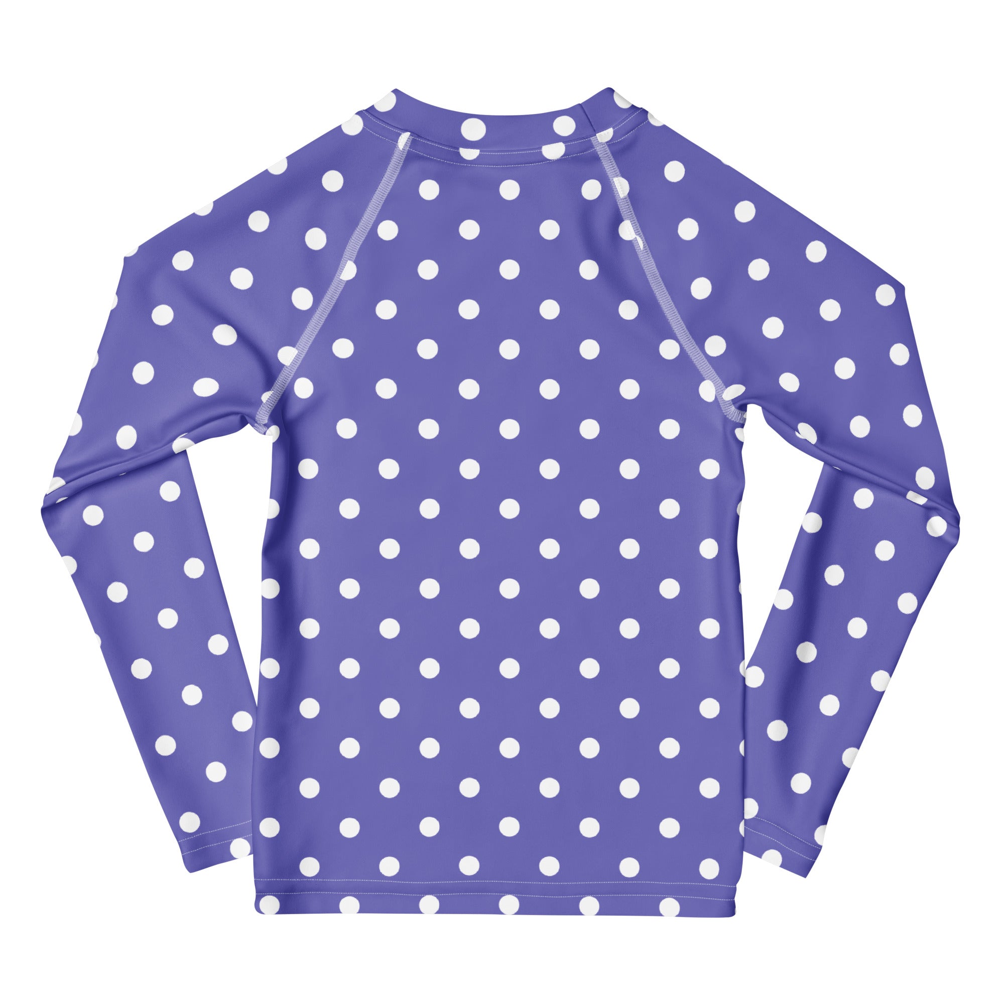 Girls Lavender Polka Dot Long Sleeve Rash Guard Swim Shirt – Buttery Soft, Sun Safe UPF 50+ Protection, Quick Dry & 4-Way Stretch Comfort