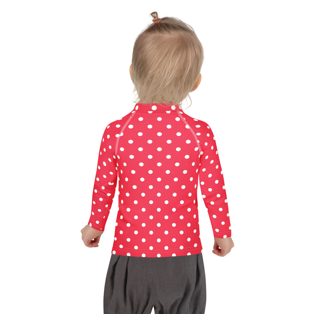 Girls Bright Pink Polka Dot Long Sleeve Rash Guard Swim Shirt – Buttery Soft, Sun Safe UPF 50+ Protection, Quick Dry & 4-Way Stretch Comfort