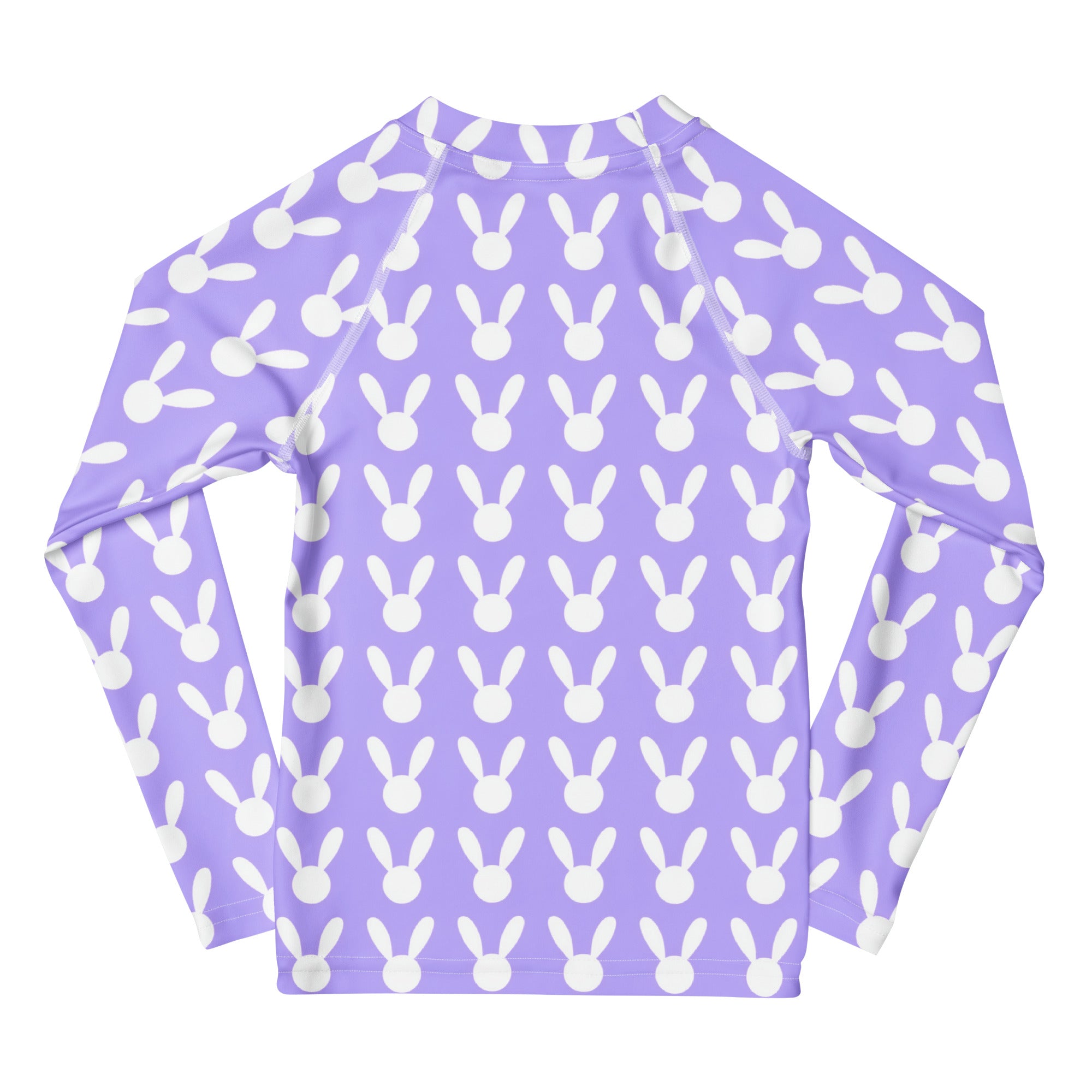 Girls Lavender Bunny Long Sleeve Rash Guard Swim Shirt – Buttery Soft, Sun Safe UPF 50+ Protection, Quick Dry & 4-Way Stretch Comfort