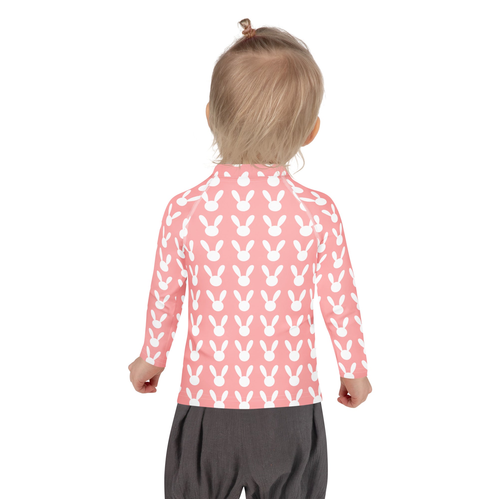 Girls Pink Bunny Long Sleeve Rash Guard Swim Shirt – Buttery Soft, Sun Safe UPF 50+ Protection, Quick Dry & 4-Way Stretch Comfort