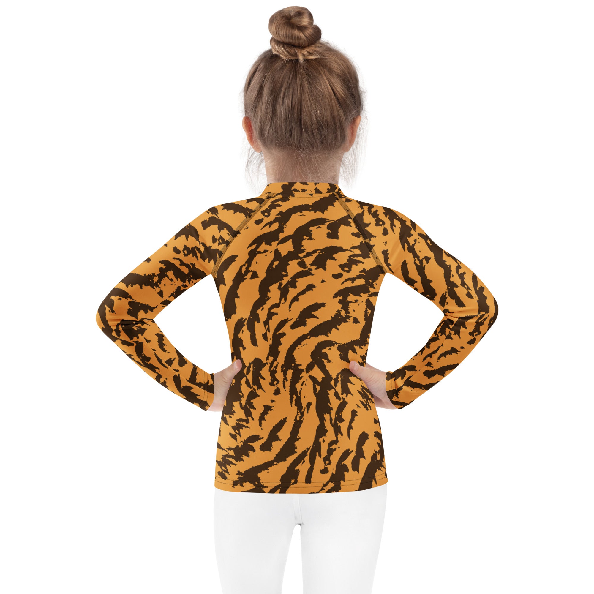 Kids Tiger Print Long Sleeve Rash Guard Swim Shirt – Buttery Soft, Sun Safe UPF 50+ Protection, Quick Dry & 4-Way Stretch Comfort