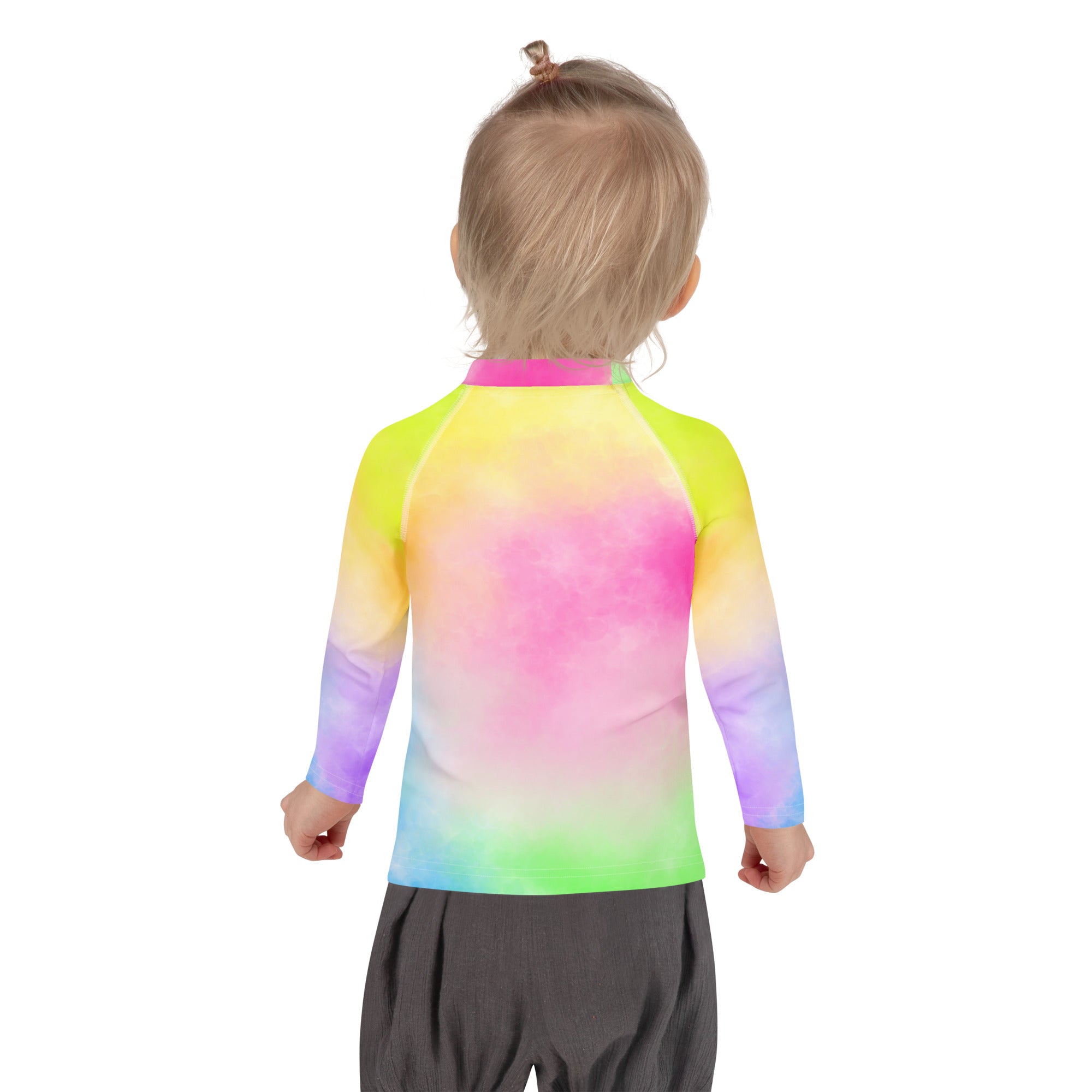 Girls Pastel Rainbow Tie Dye Long Sleeve Rash Guard Swim Shirt – Buttery Soft, Sun Safe UPF 50+ Protection, Quick Dry & 4-Way Stretch Comfort