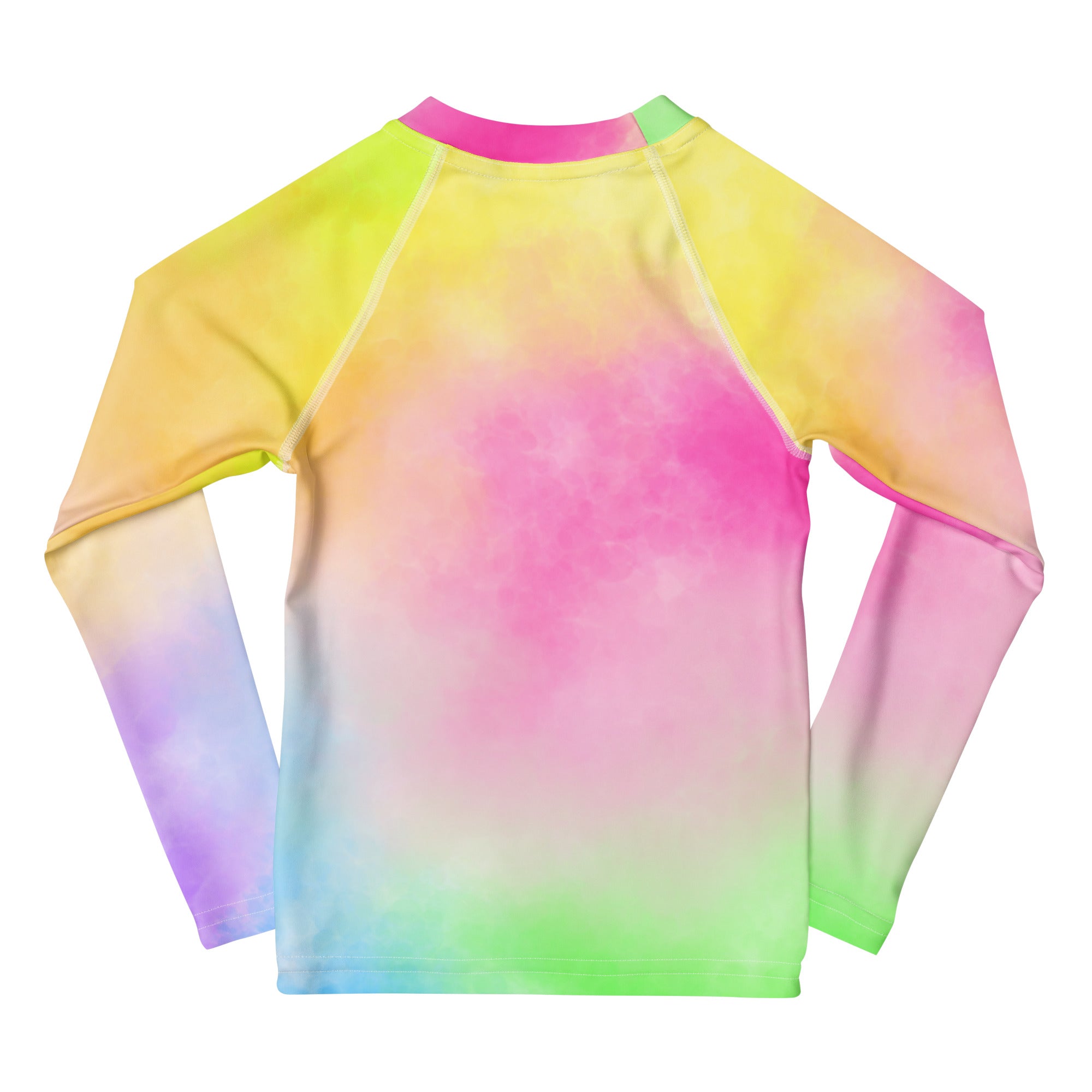 Girls Pastel Rainbow Tie Dye Long Sleeve Rash Guard Swim Shirt – Buttery Soft, Sun Safe UPF 50+ Protection, Quick Dry & 4-Way Stretch Comfort