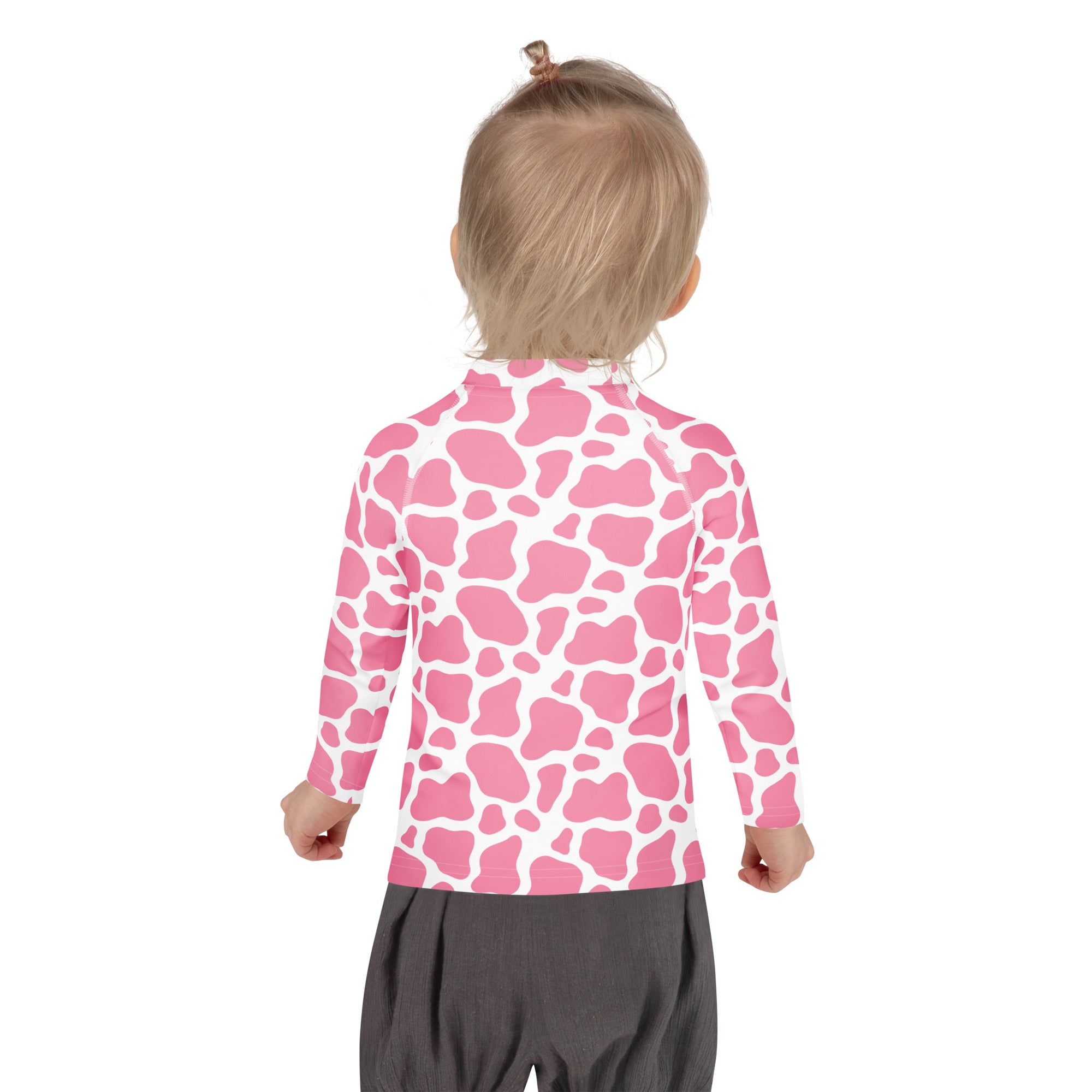 Girls Pink Cow Long Sleeve Rash Guard Swim Shirt – Buttery Soft, Sun Safe UPF 50+ Protection, Quick Dry & 4-Way Stretch Comfort