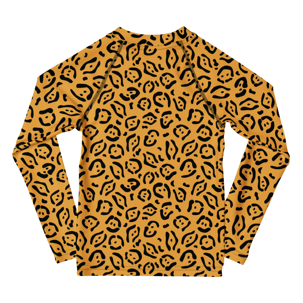 Kids Abstract Leopard Print Long Sleeve Rash Guard Swim Shirt – Buttery Soft, Sun Safe UPF 50+ Protection, Quick Dry & 4-Way Stretch Comfort