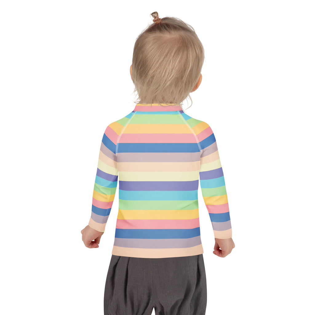 Girls Colorful Beach Striped Long Sleeve Rash Guard Swim Shirt – Buttery Soft, Sun Safe UPF 50+ Protection, Quick Dry & 4-Way Stretch Comfort